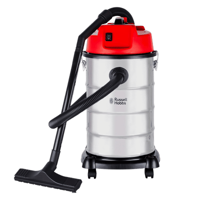 Russell Hobbs 1630W Wet & Dry Vacuum Cleaner with Integrated Blower Function (Stainless Steel Tank, Black & Red)