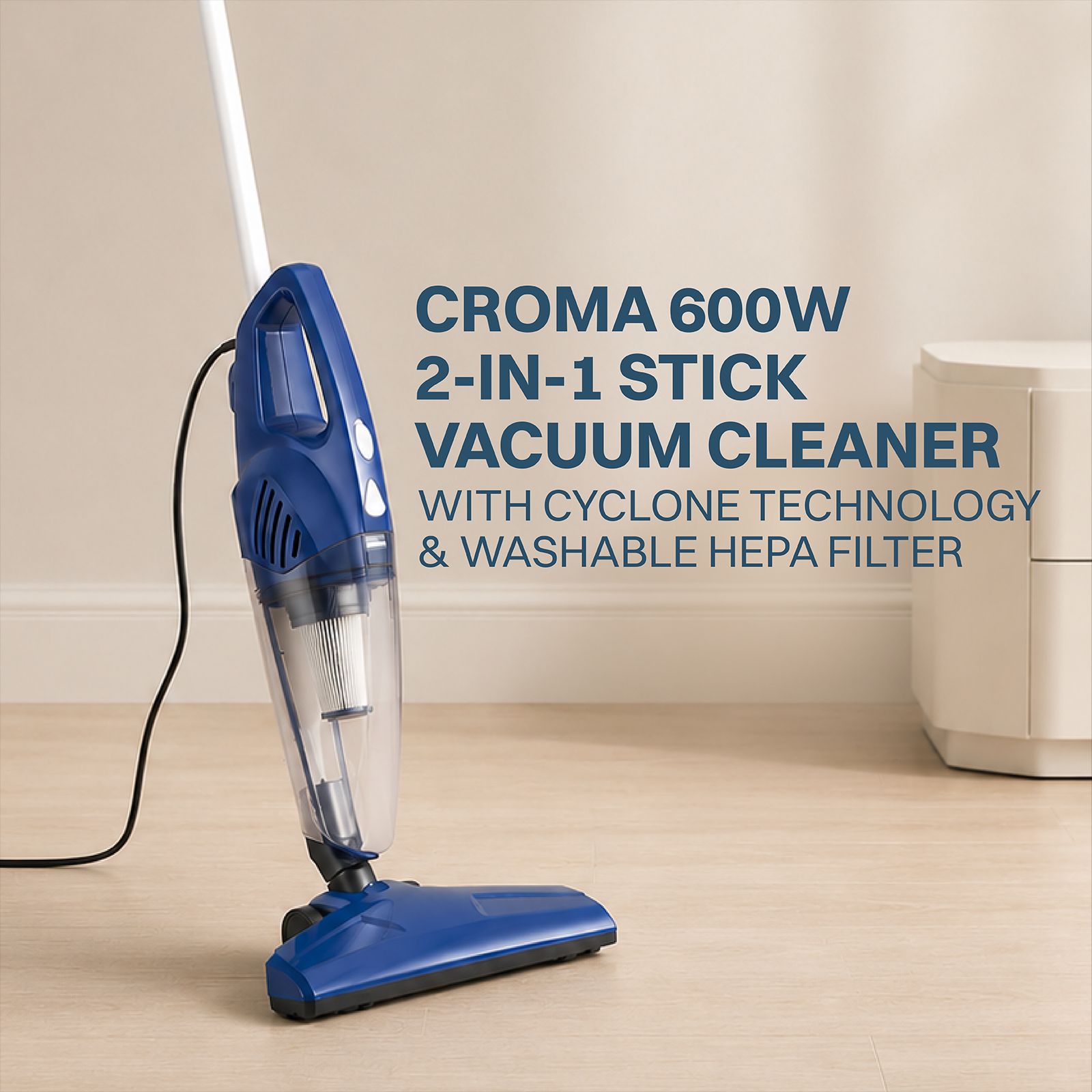 Croma 600W Dry Vacuum Cleaner with Cyclone Suction Technology (Bagless Design, Blue) Croma 600W Dry Vacuum Cleaner with Cyclone Suction Technology (Bagless Design, Blue)_2