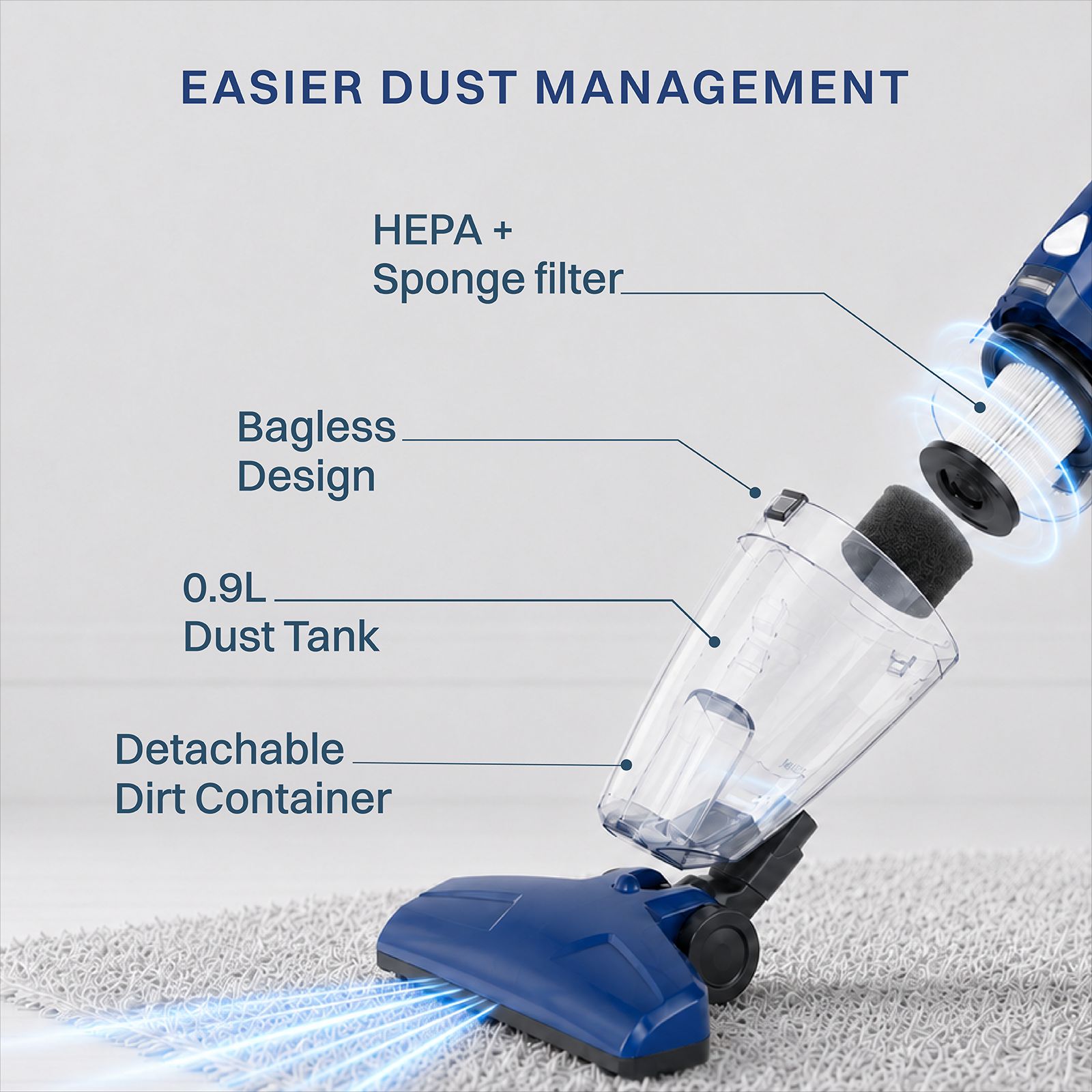 Croma 600W Dry Vacuum Cleaner with Cyclone Suction Technology (Bagless Design, Blue) Croma 600W Dry Vacuum Cleaner with Cyclone Suction Technology (Bagless Design, Blue)_5