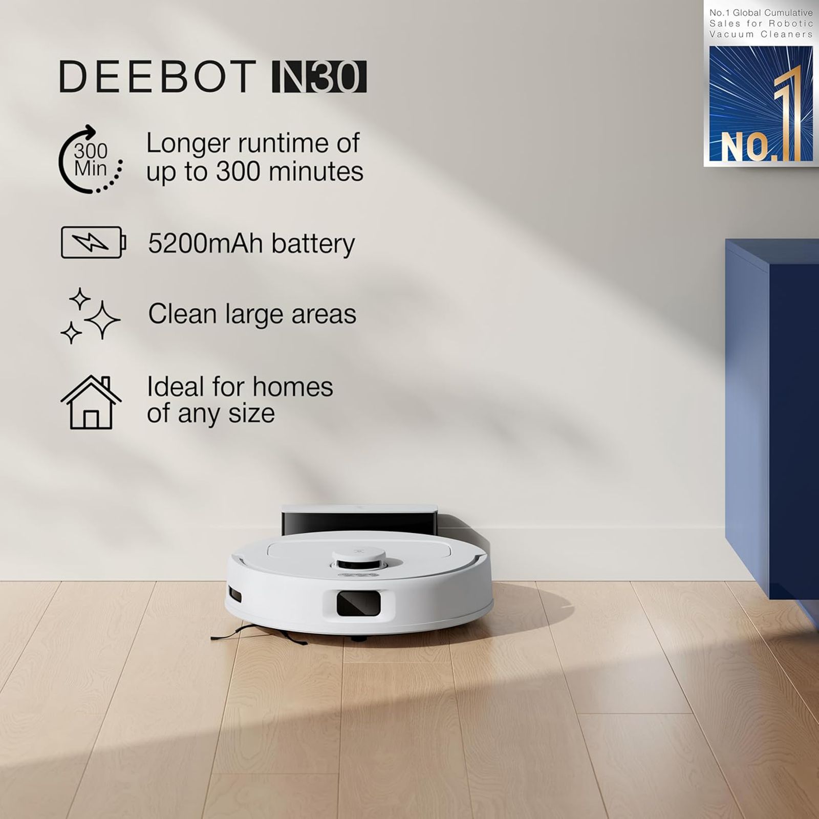 Ecovacs DEEBOT N30 Robotic Vacuum Cleaner & Mop with Advanced True-Mapping Navigation (ZeroTangle Technology 2.0, White)_5