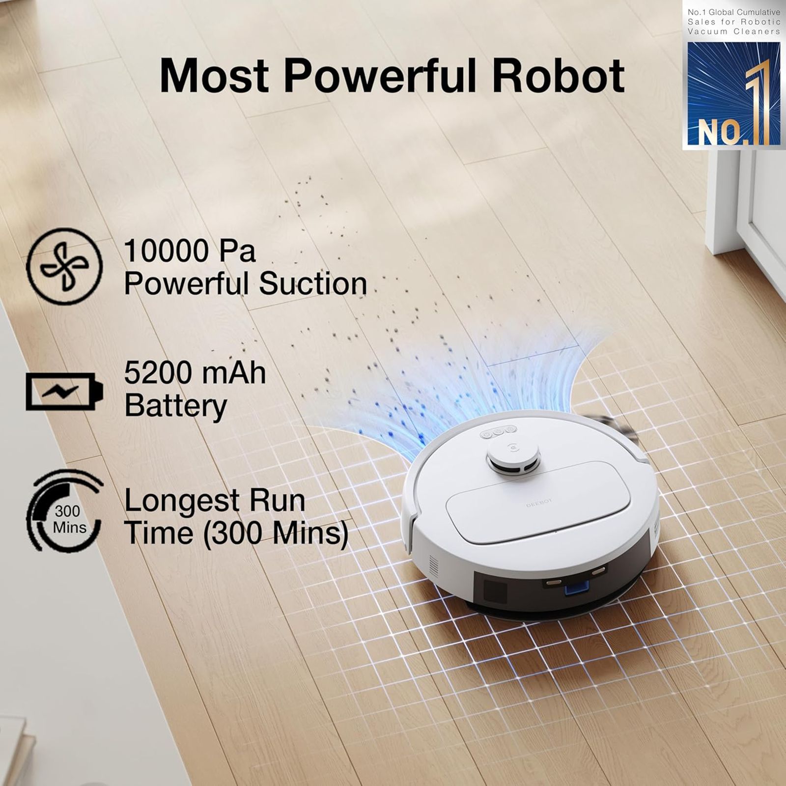 Ecovacs DEEBOT N30 Robotic Vacuum Cleaner & Mop with Advanced True-Mapping Navigation (ZeroTangle Technology 2.0, White)_7