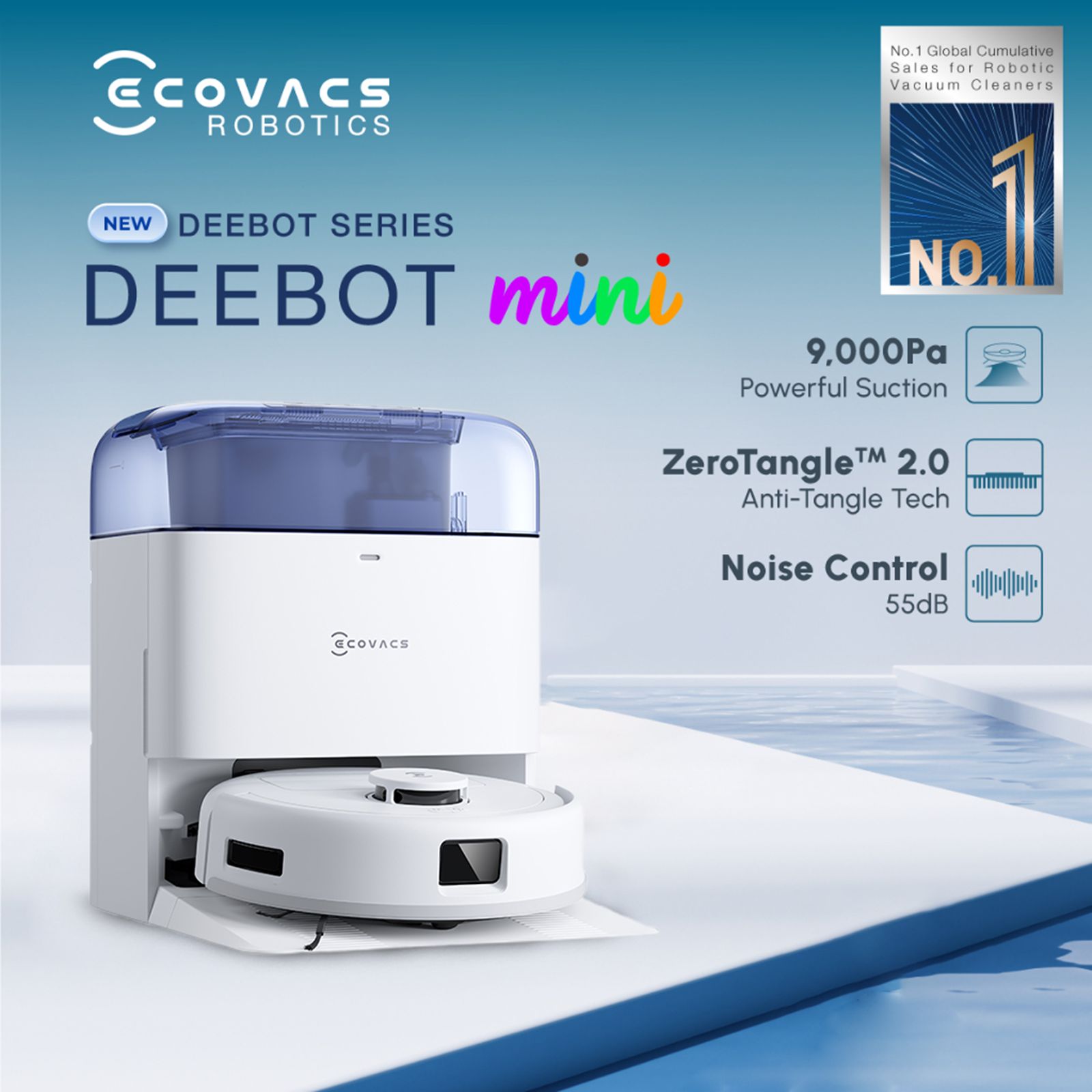 Ecovacs DEEBOT mini Robotic Vacuum Cleaner & Mop with Auto Empty Station (ZeroTangle 2.0, White) Ecovacs DEEBOT mini Robotic Vacuum Cleaner & Mop with Auto Empty Station (ZeroTangle 2.0, White)_12