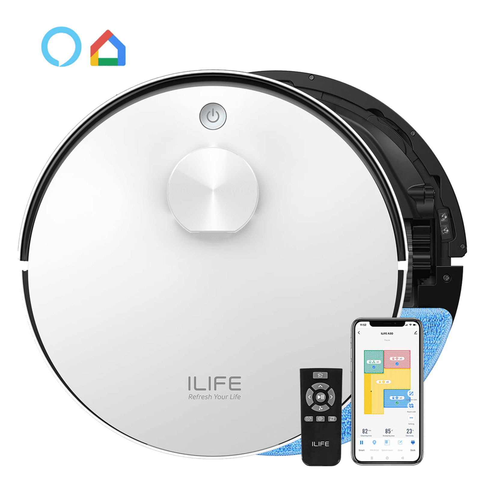 ILIFE A30 Robotic Vacuum Cleaner & Mop with Auto Dock Recharging (Multi-Floor Mapping, White) ILIFE A30 Robotic Vacuum Cleaner & Mop with Auto Dock Recharging (Multi-Floor Mapping, White)_1