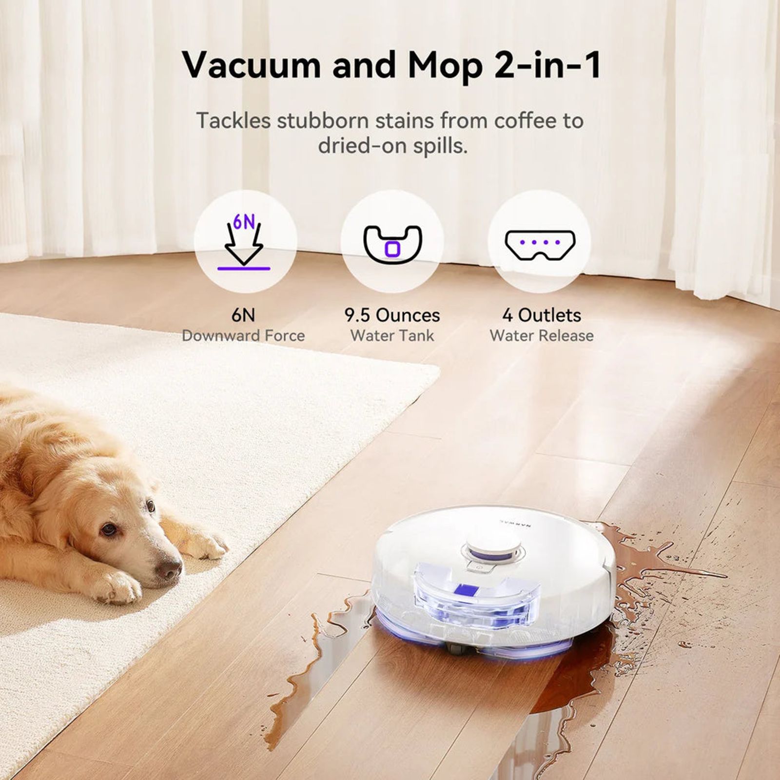 NARWAL Freo X Plus Robotic Vacuum Cleaner & Mop with Tri-Laser Detection (Automated Mop Lifting, White)_5
