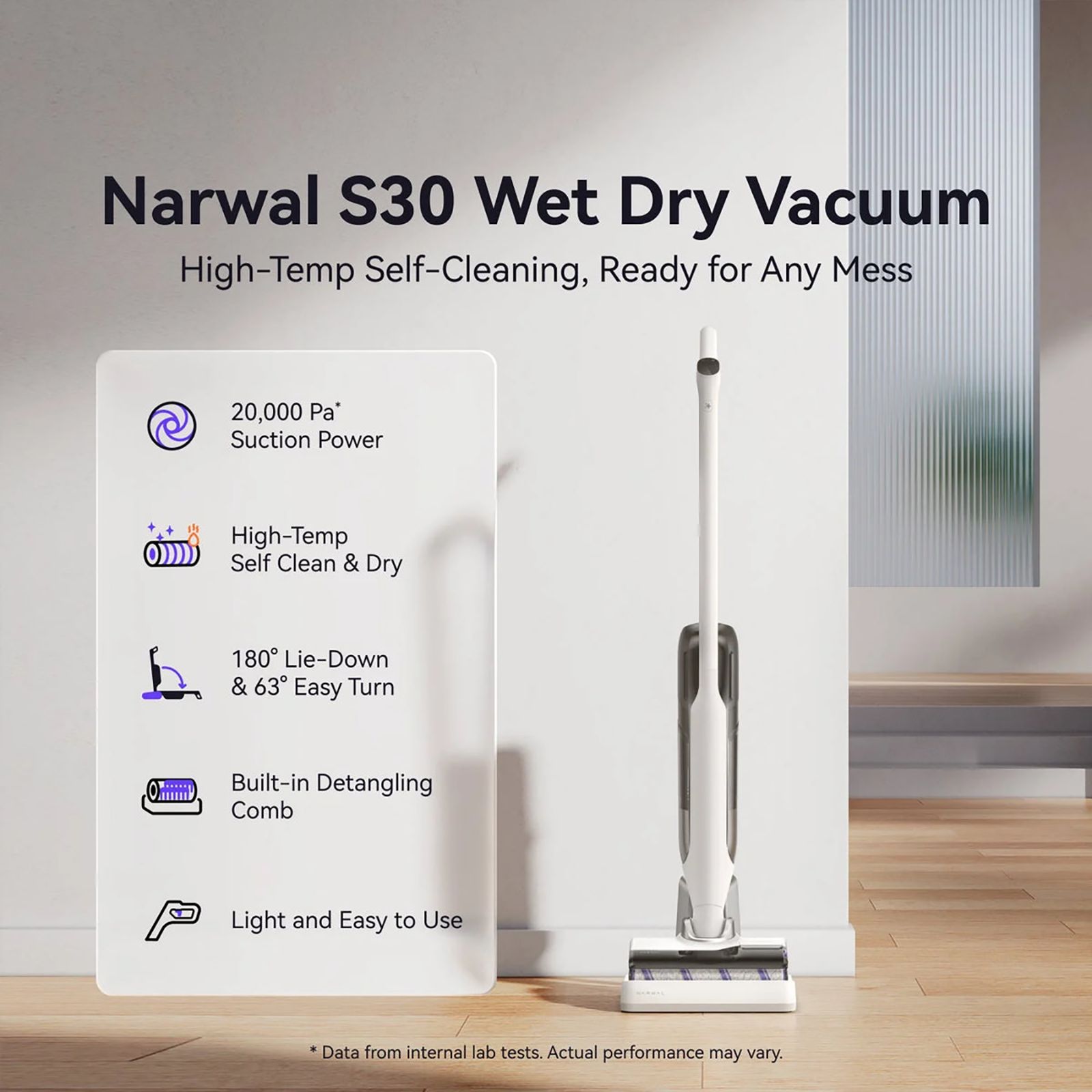 NARWAL S30 160W Cordless Wet & Dry Vacuum Cleaner with AI DirtSense (Dual Layer Comb, White) NARWAL S30 160W Cordless Wet & Dry Vacuum Cleaner with AI DirtSense (Dual Layer Comb, White)_8