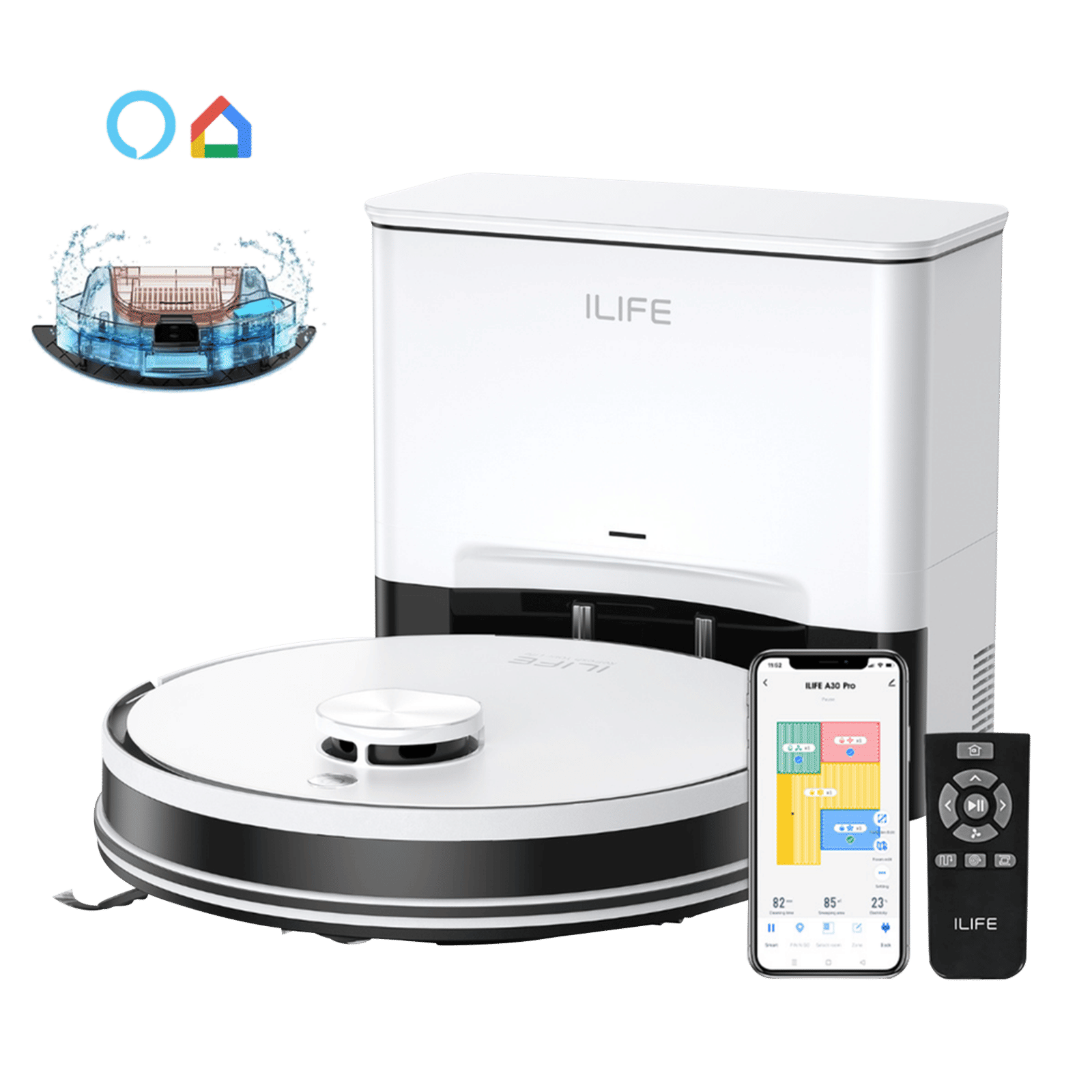 ILIFE A30 Pro Robotic Vacuum Cleaner & Mop with Self-Emptying Station (LiDAR Navigation Technology, White) ILIFE A30 Pro Robotic Vacuum Cleaner & Mop with Self-Emptying Station (LiDAR Navigation Technology, White)_1