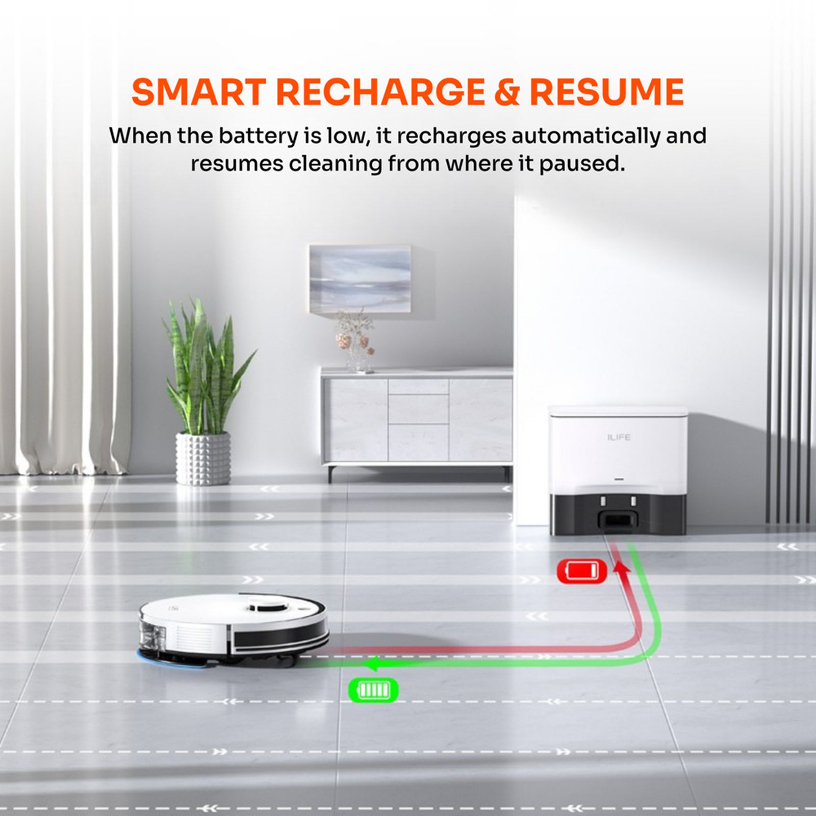 ILIFE A30 Pro Robotic Vacuum Cleaner & Mop with Self-Emptying Station (LiDAR Navigation Technology, White) ILIFE A30 Pro Robotic Vacuum Cleaner & Mop with Self-Emptying Station (LiDAR Navigation Technology, White)_6