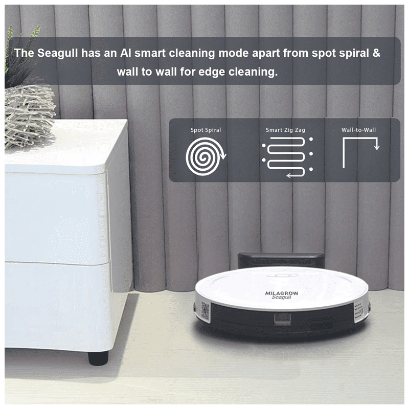 MILAGROW Seagull 30 Watts Robotic Vacuum Cleaner (Wet & Dry, Alexa Voice Enabled, 0.65 L, White)_4