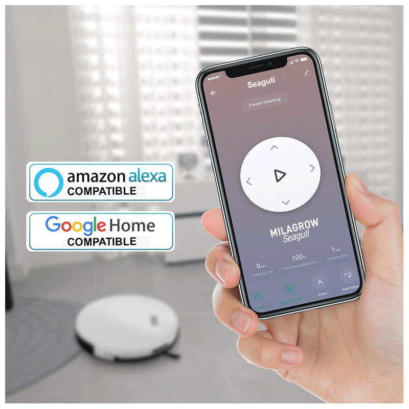 MILAGROW Seagull 30 Watts Robotic Vacuum Cleaner (Wet & Dry, Alexa Voice Enabled, 0.65 L, White)_7