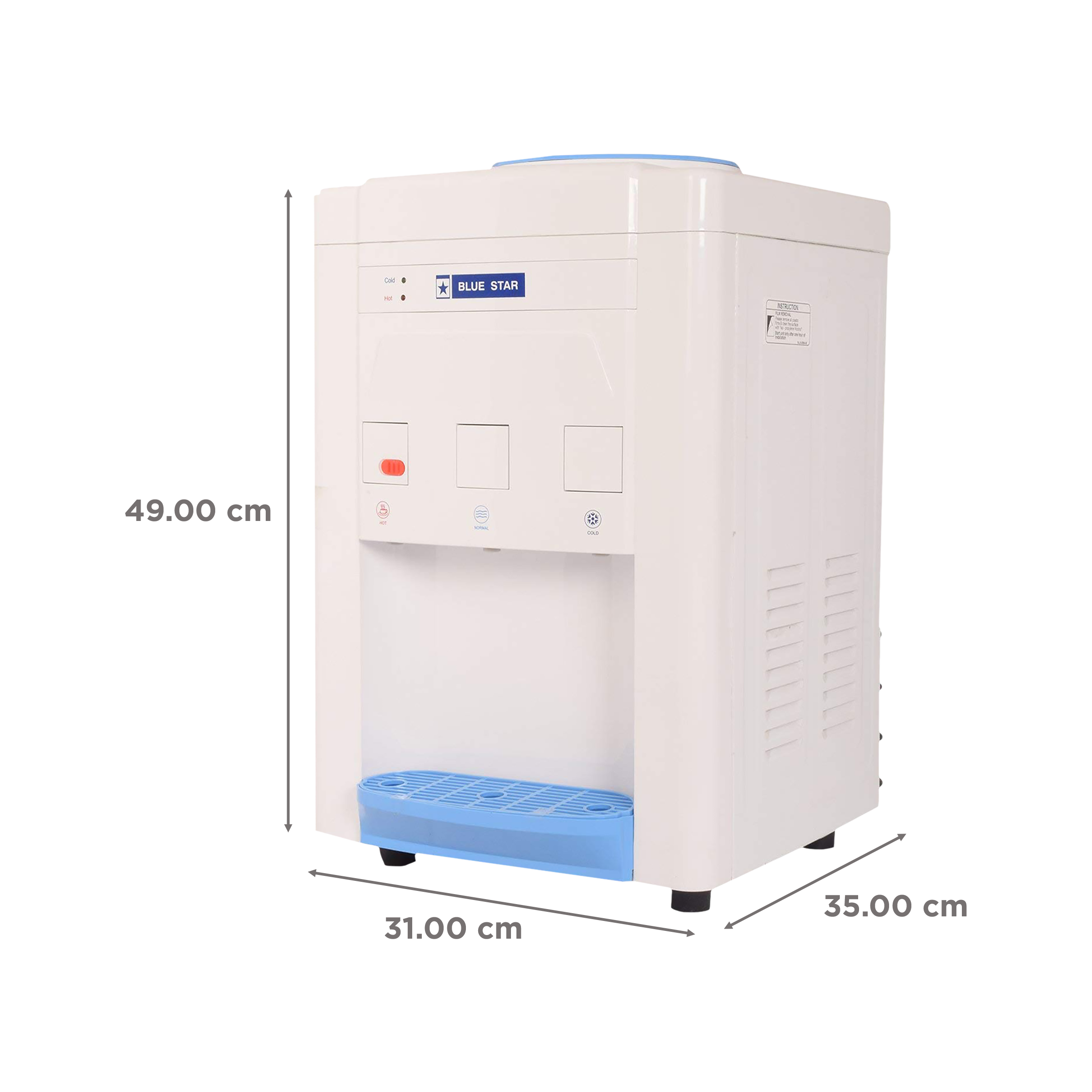 Blue Star Hot, Cold and Normal Top Load Water Dispenser with 3 Taps (White)_2