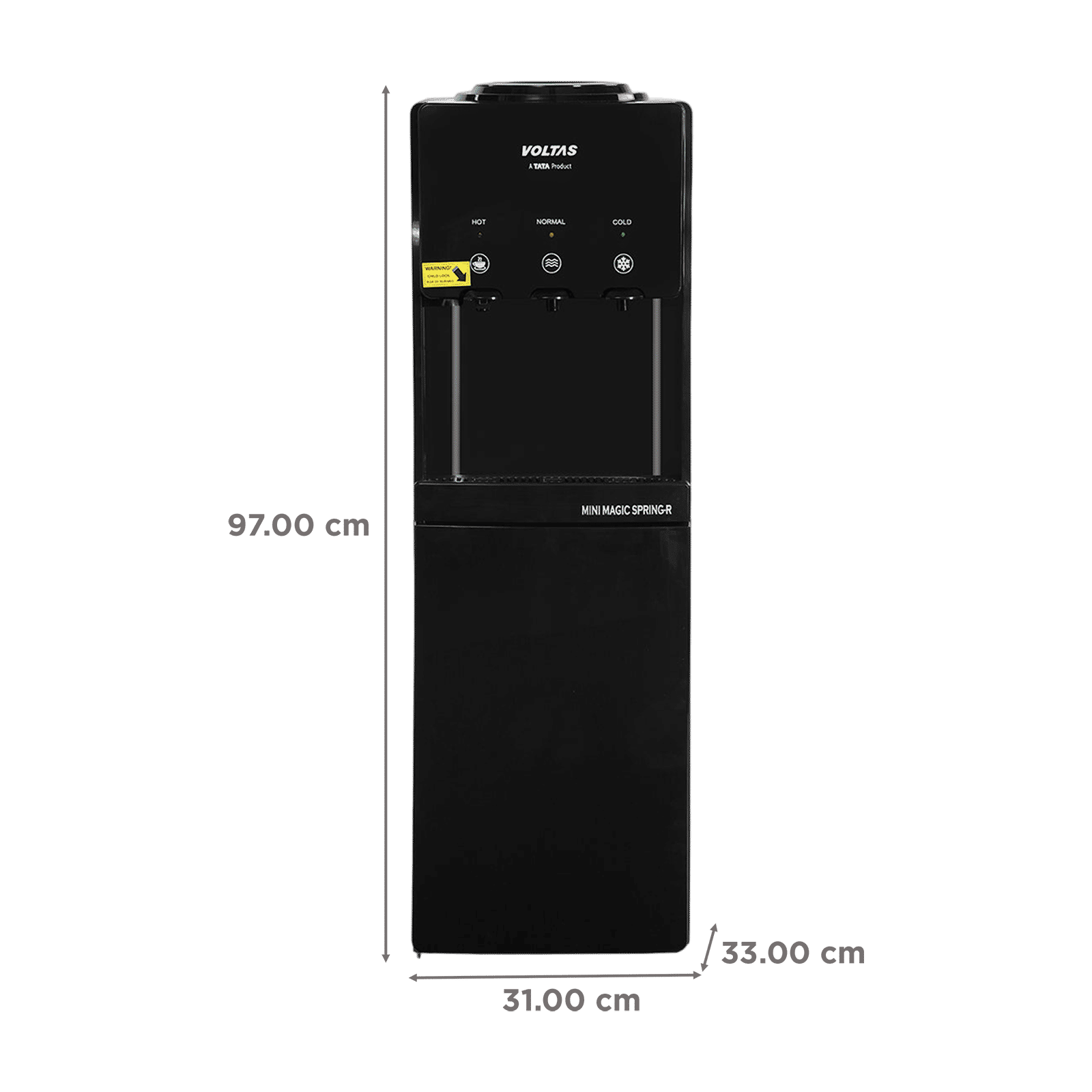 VOLTAS Minimagic Spring RV Plus Hot, Cold & Normal Top Load Water Dispenser with Cooling Cabinet (Black) VOLTAS Minimagic Spring RV Plus Hot, Cold & Normal Top Load Water Dispenser with Cooling Cabinet (Black)_2