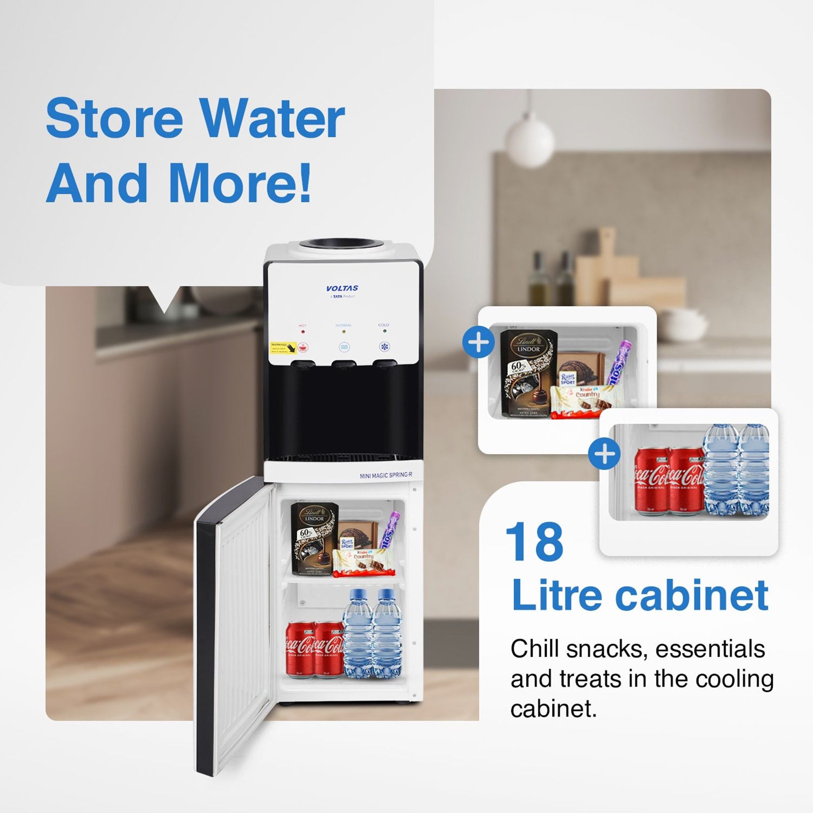 VOLTAS Minimagic Spring RV Plus Hot, Cold & Normal Top Load Water Dispenser with Cooling Cabinet (Black and White) VOLTAS Minimagic Spring RV Plus Hot, Cold & Normal Top Load Water Dispenser with Cooling Cabinet (Black and White)_16