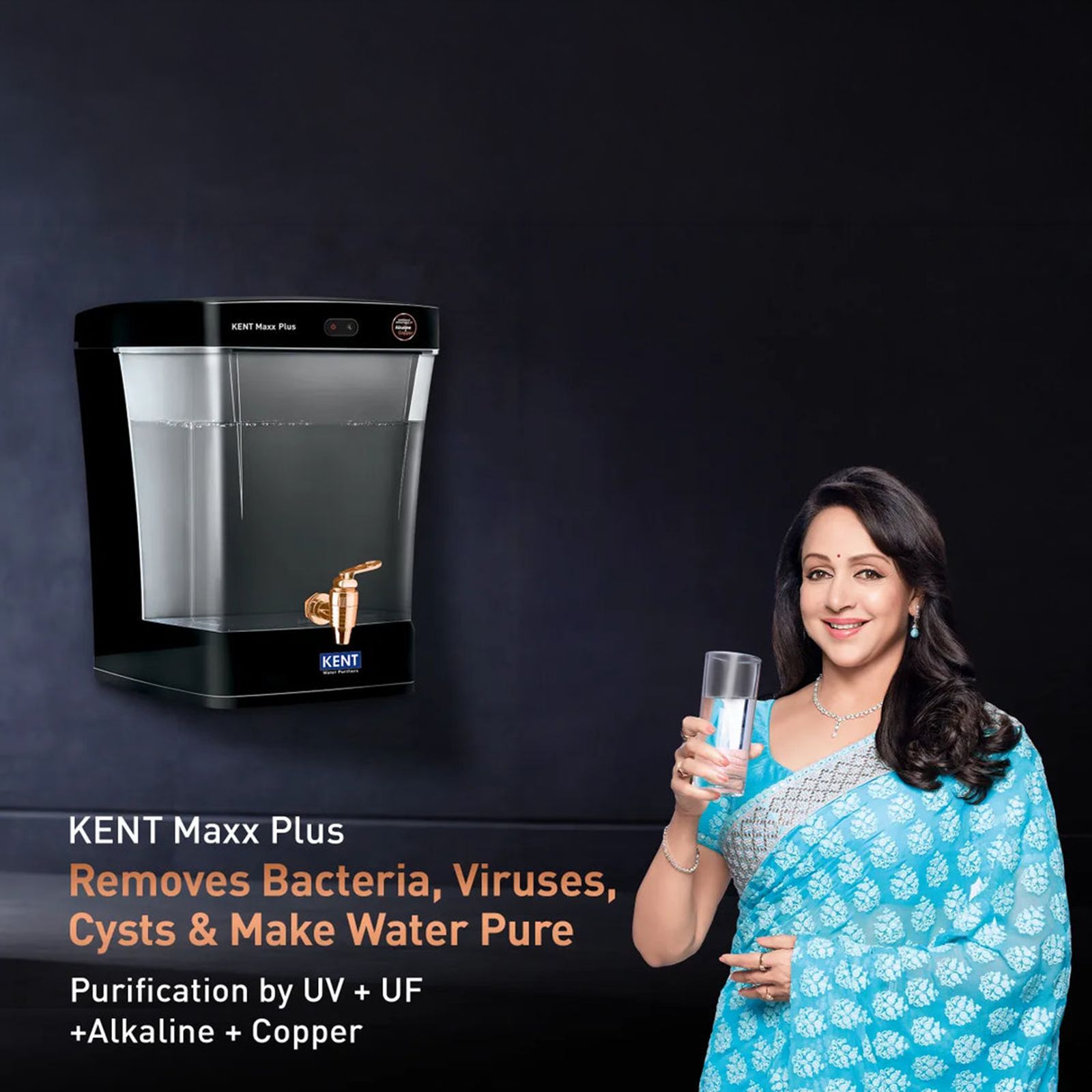 KENT Maxx Plus 7L UV + UF + Alkaline + Copper Water Purifier with Double Purification Technology (Black) KENT Maxx Plus 7L UV + UF + Alkaline + Copper Water Purifier with Double Purification Technology (Black)_2