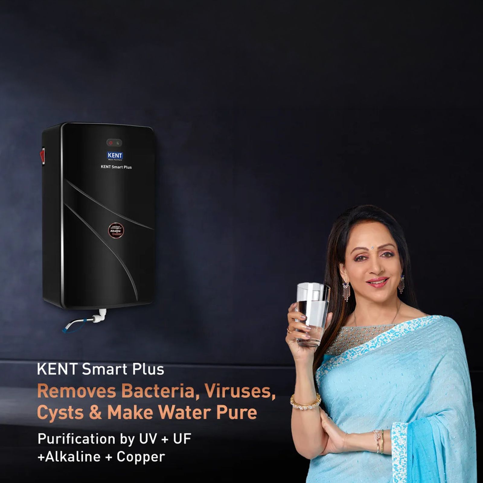 KENT Smart Plus UV + UF + Alkaline + Copper Water Purifier with Goodness of Copper (Black)_2
