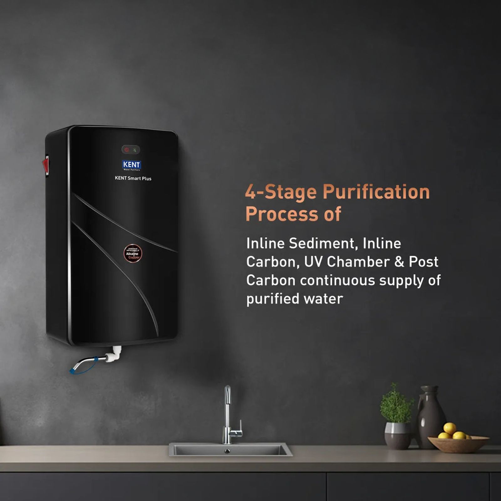 KENT Smart Plus UV + UF + Alkaline + Copper Water Purifier with Goodness of Copper (Black)_3
