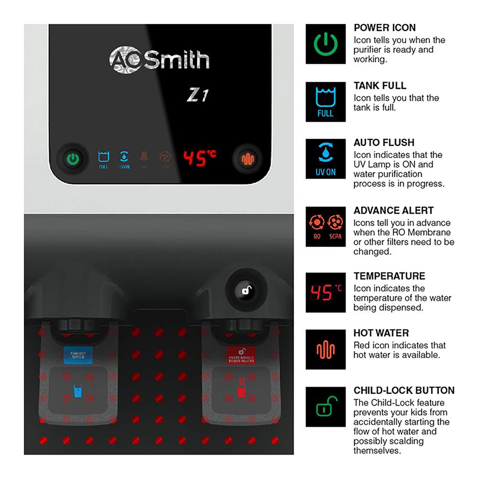 AO Smith Z1 10L UV Hot & Cold Water Purifier with Sediment Filter (Black) AO Smith Z1 10L UV Hot & Cold Water Purifier with Sediment Filter (Black)_9