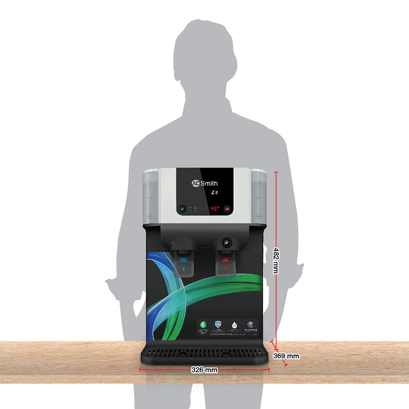 AO Smith Z8 10L RO+SCMT Hot & Cold Water Purifier with ABS Storage Tank (White)_12