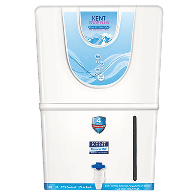KENT Pride Plus 8L RO + UF + UV-in-tank + TDS Water Purifier with Multiple Purification Process (White)