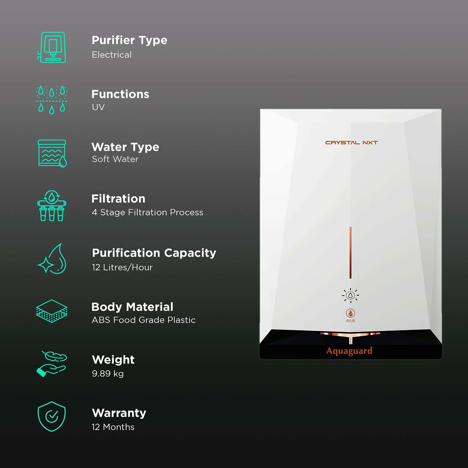 Aquaguard Crystal NXT UV Water Purifier with Ayur Fresh Technology (White) Aquaguard Crystal NXT UV Water Purifier with Ayur Fresh Technology (White)_3