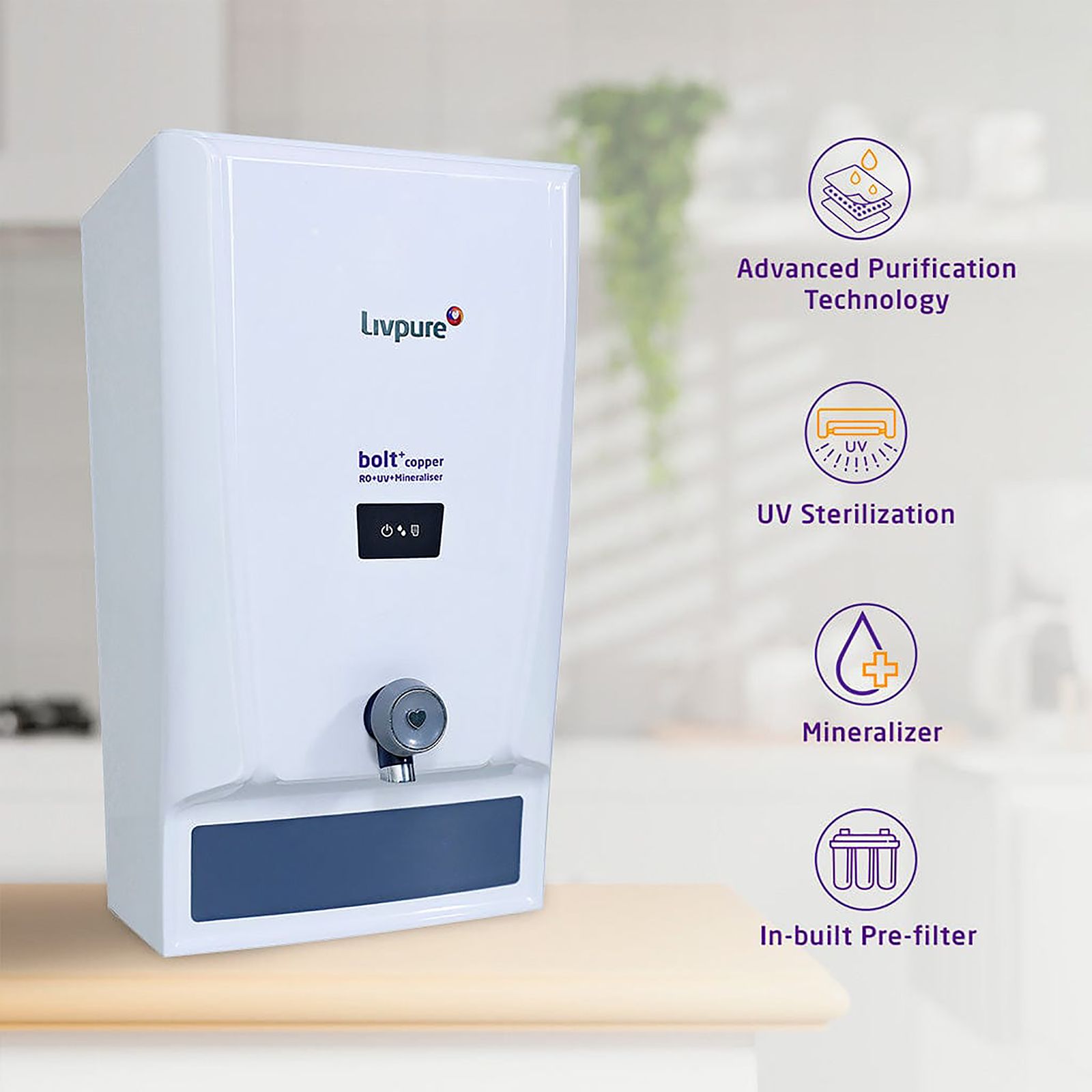 Livpure Bolt Plus 7L RO + UV + Mineraliser Water Purifier with 7 Stage Purification (White/Blue) Livpure Bolt Plus 7L RO + UV + Mineraliser Water Purifier with 7 Stage Purification (White/Blue)_10