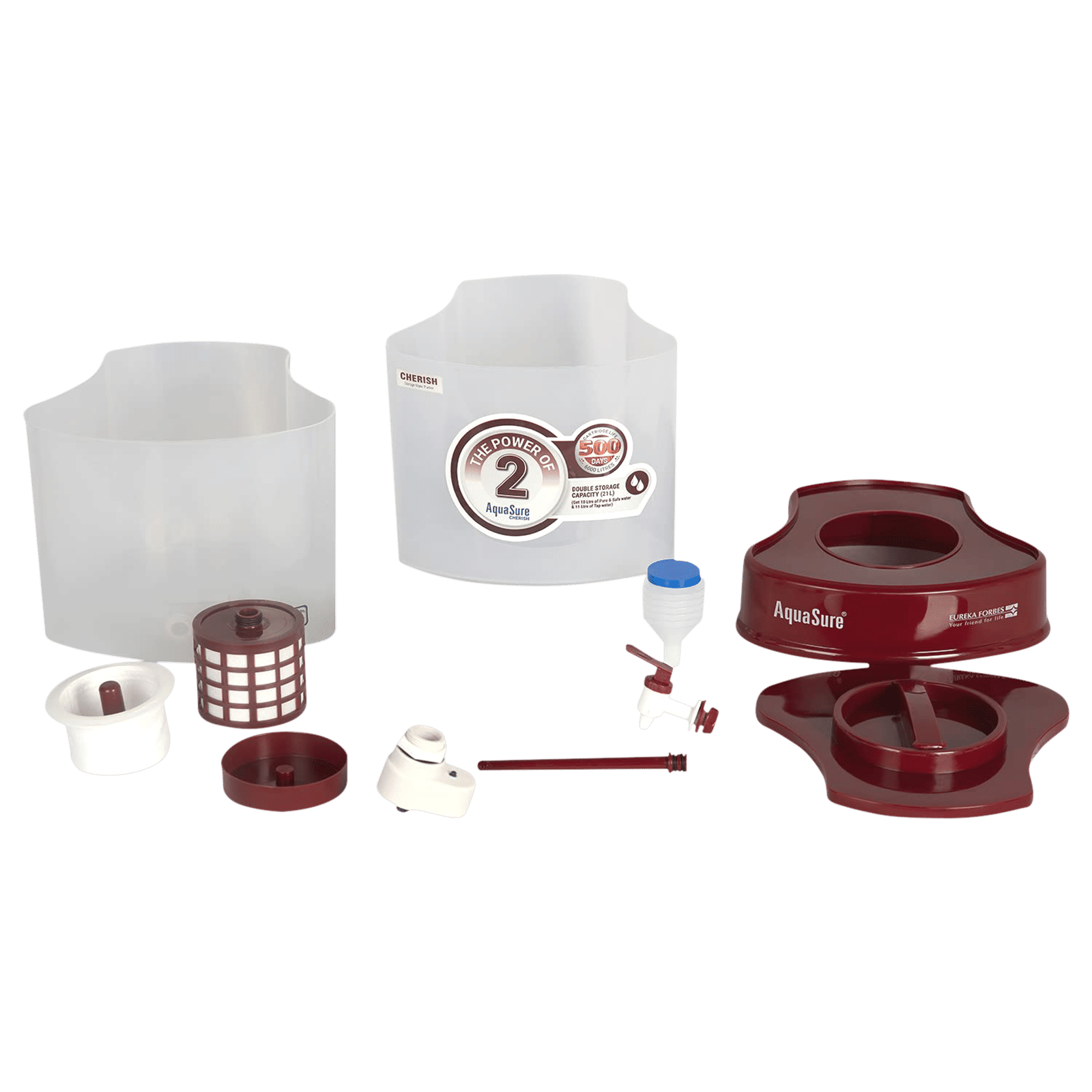 EUREKA FORBES AquaSure Cherish 21L Gravity Based Water Purifier with Food Grade Plastic (Cherry) EUREKA FORBES AquaSure Cherish 21L Gravity Based Water Purifier with Food Grade Plastic (Cherry)_11