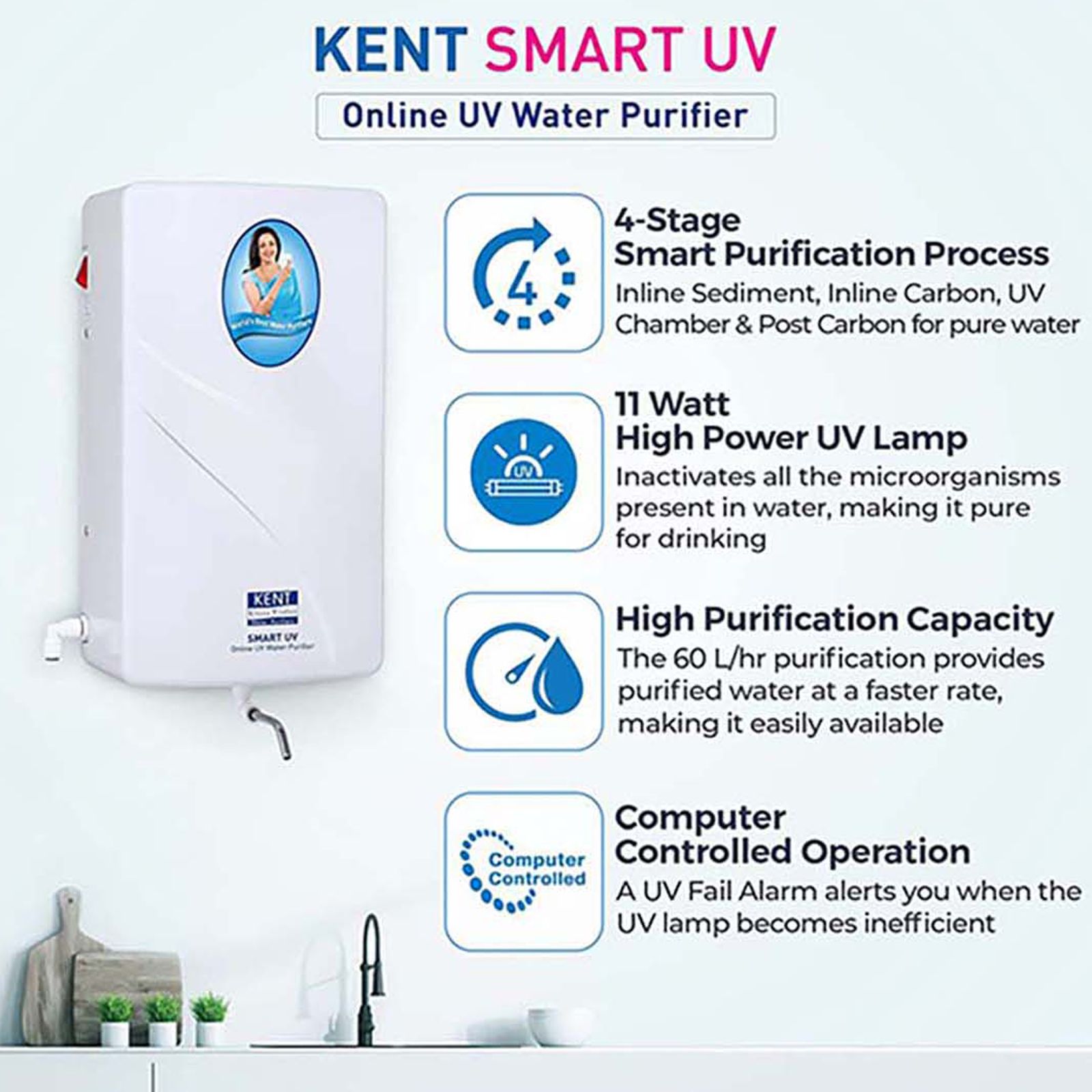 KENT Smart UV Water Purifier with 4 Stage Purification (White)_6