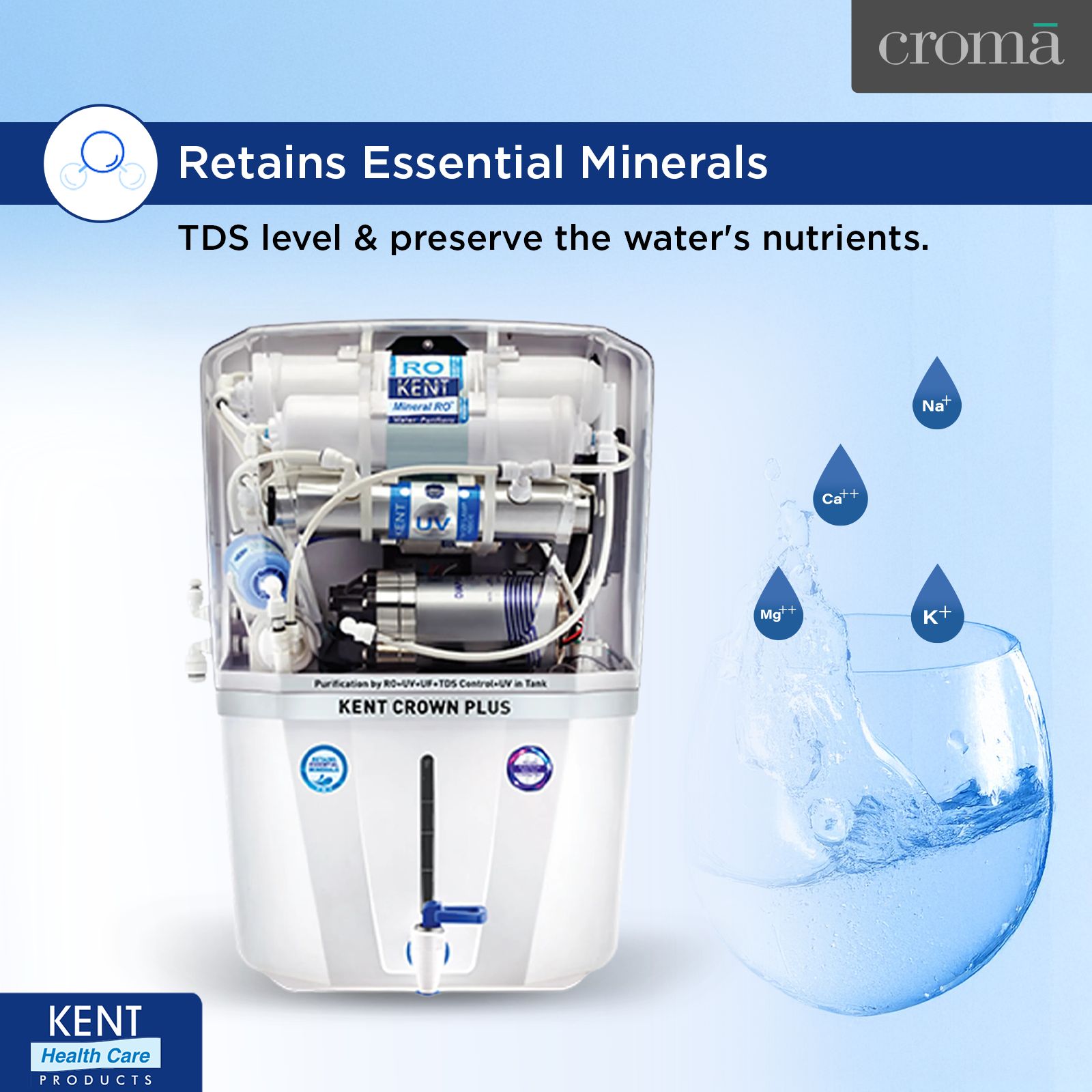 KENT Crown Plus 11L RO + UV + UF + UV-in-tank + TDS Water Purifier with Zero Water Wastage Technology (White) KENT Crown Plus 11L RO + UV + UF + UV-in-tank + TDS Water Purifier with Zero Water Wastage Technology (White)_6