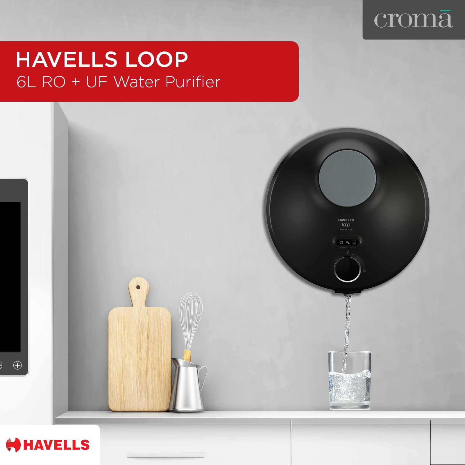 HAVELLS LOOP 6L RO + UF Water Purifier with Hygienic Flow Control (Hydro Grey) HAVELLS LOOP 6L RO + UF Water Purifier with Hygienic Flow Control (Hydro Grey)_4