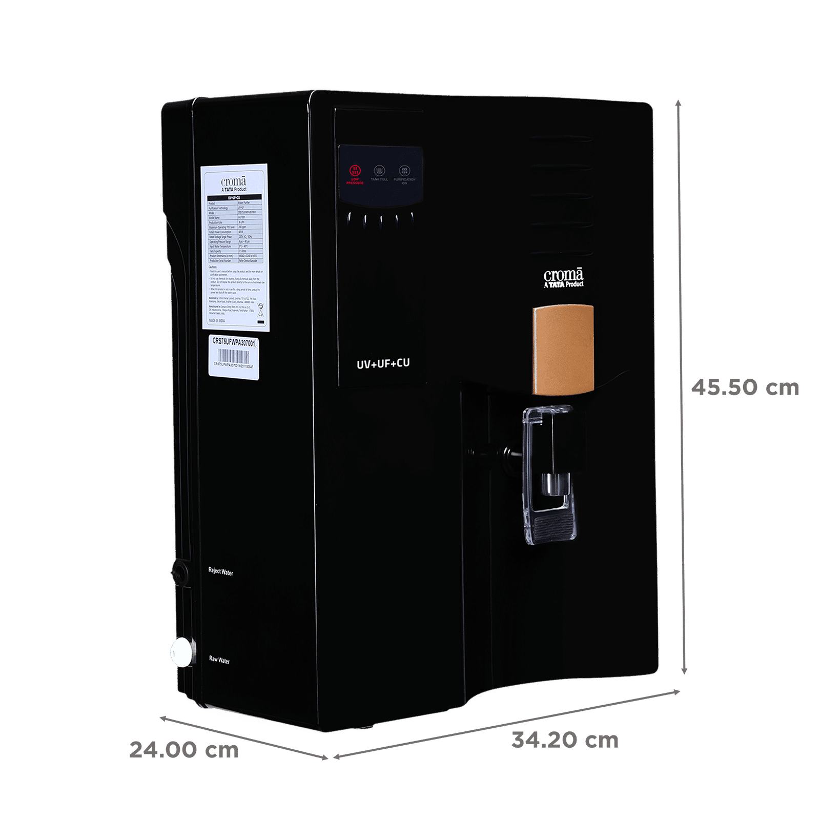 Croma 7.5L UV + UF Water Purifier with Advance Copper Technology (Black) Croma 7.5L UV + UF Water Purifier with Advance Copper Technology (Black)_2