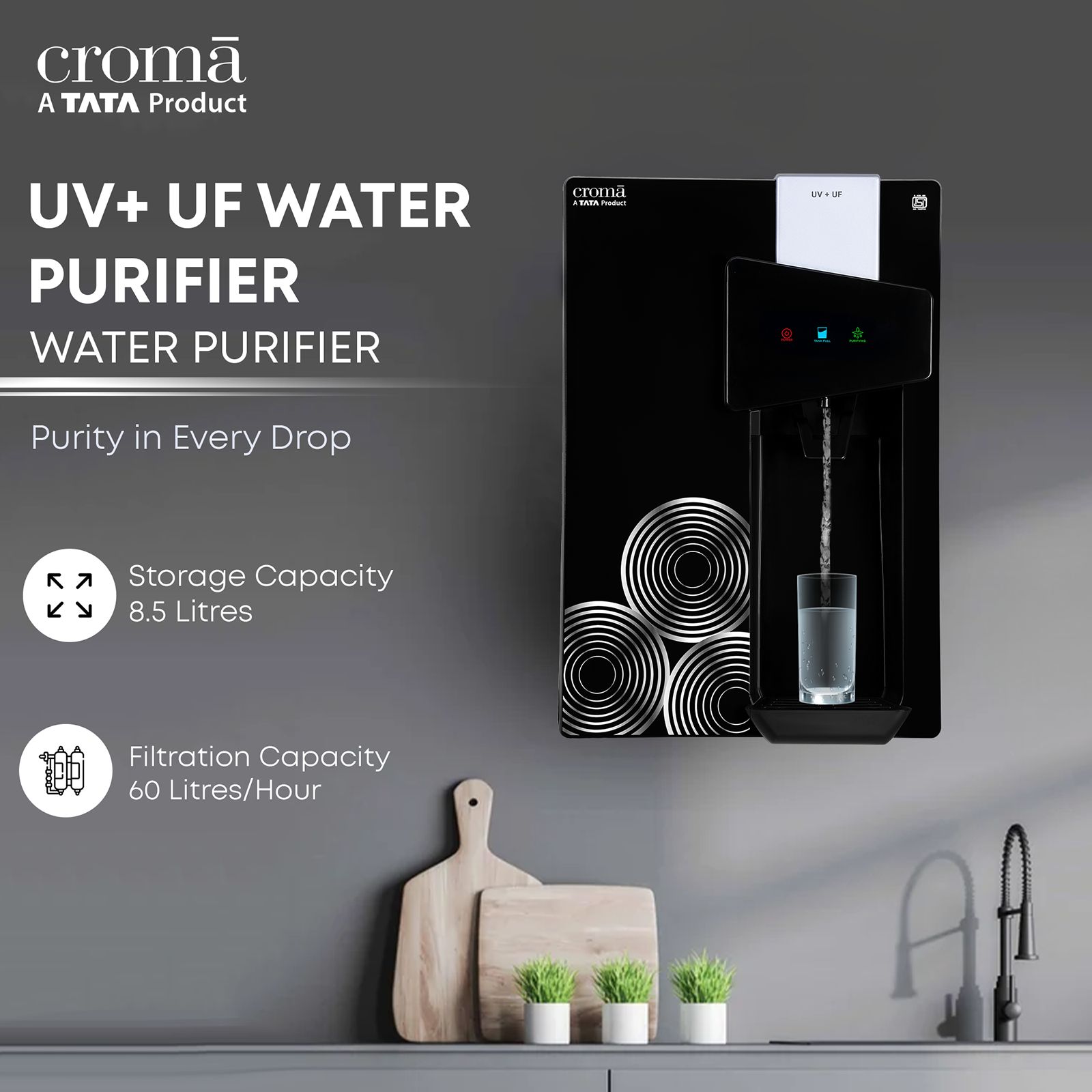 Croma AU04 8.5L UV + UF Water Purifier with Advanced Dual Filtration (Black) Croma AU04 8.5L UV + UF Water Purifier with Advanced Dual Filtration (Black)_11