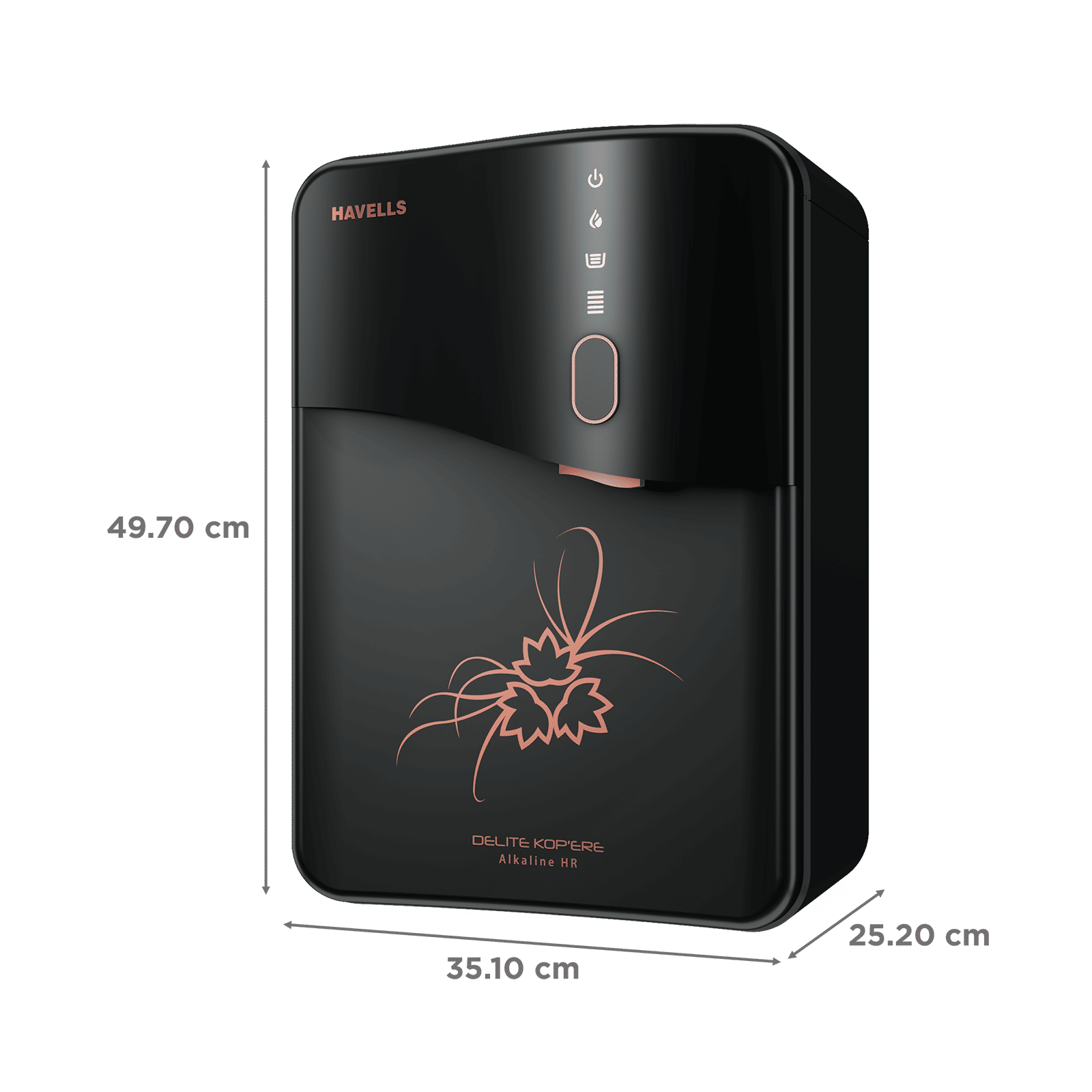 HAVELLS Delite Kop'ere 6.5L RO + UV Water Purifier with LED Display (Dark Grey)_2