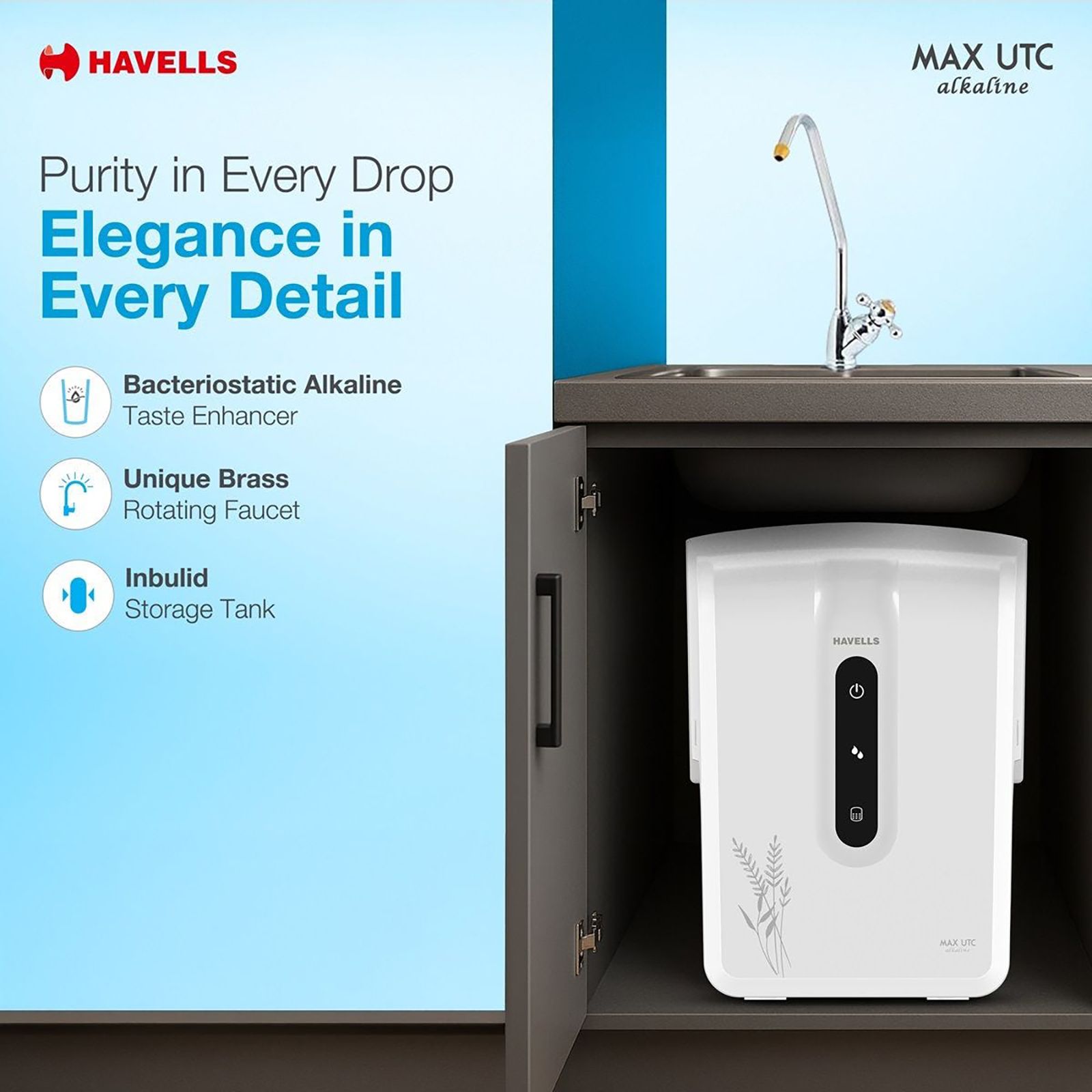 HAVELLS Max UTC 7L RO + UV +Alkaline Water Purifier with Advance Alert Technology (White) HAVELLS Max UTC 7L RO + UV +Alkaline Water Purifier with Advance Alert Technology (White)_11