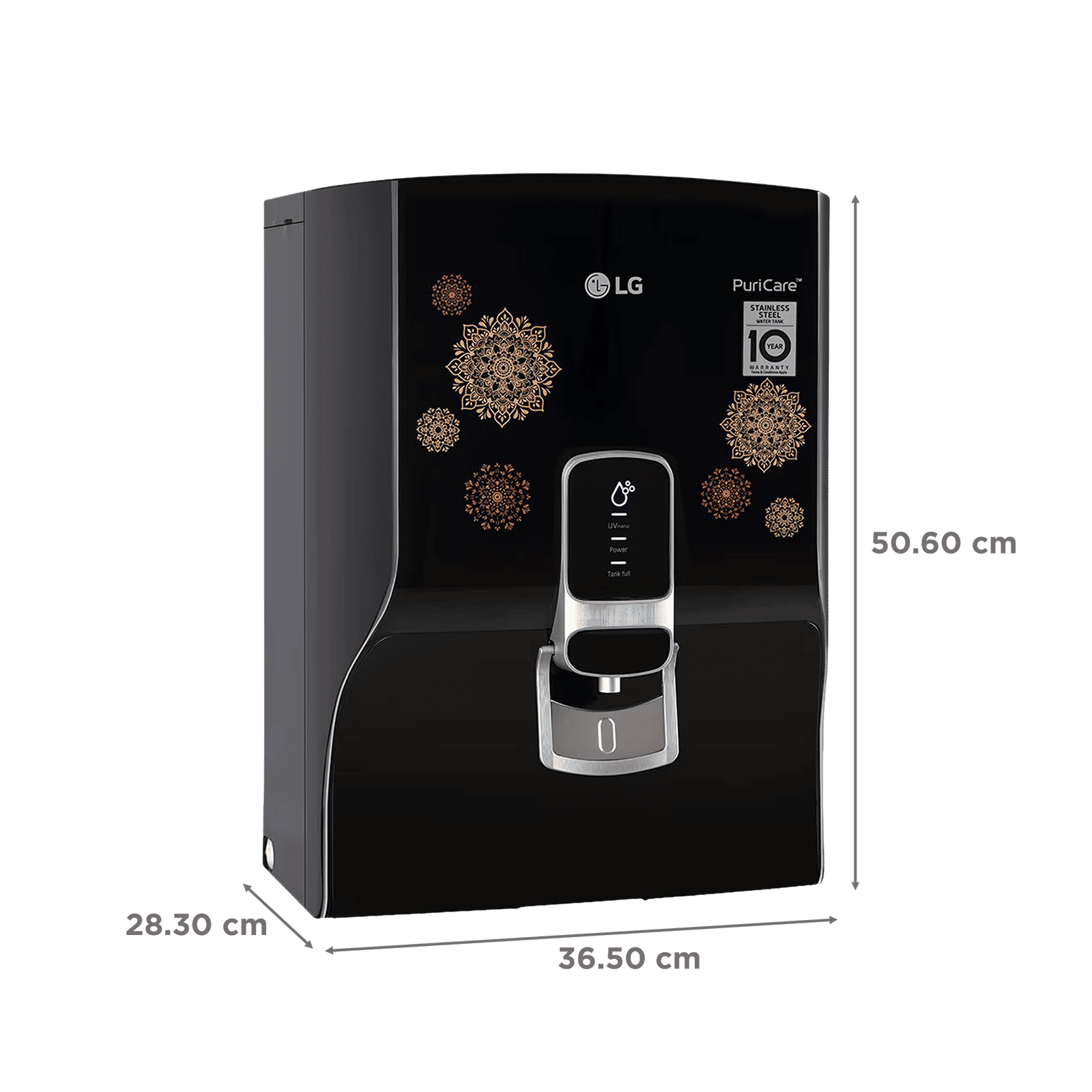 LG WW155NPB 8L RO + UV + Mineral Booster Water Purifier with Steel Tank (Digital Sterilizing Care, Black)_2