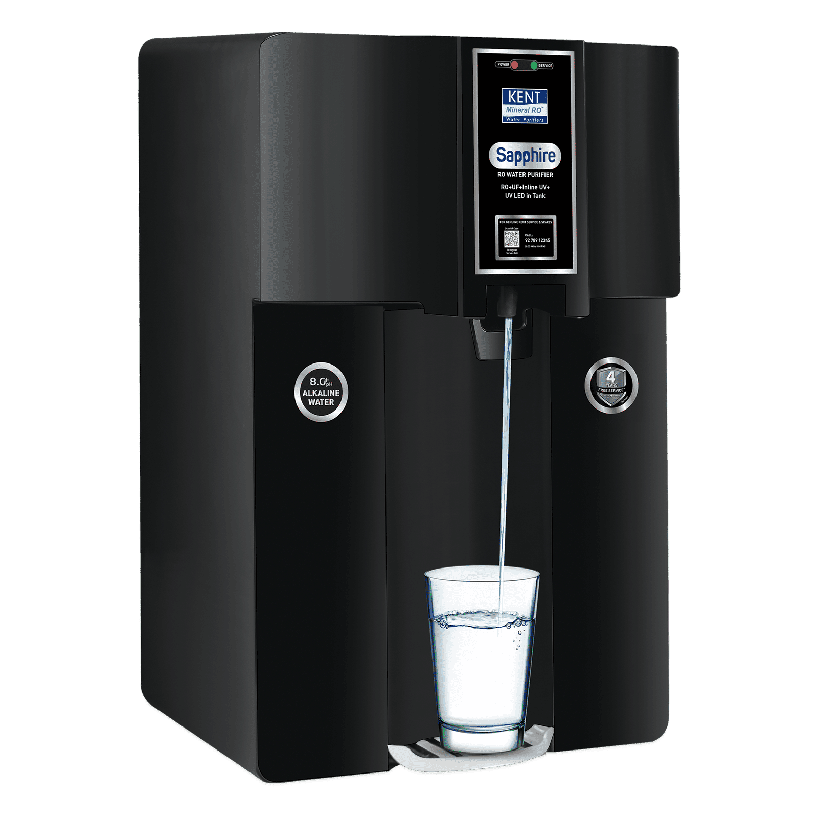 KENT Sapphire 8L RO + UV + UF + TDS Control + Alkaline Water Purifier with UV LED (Black)_7
