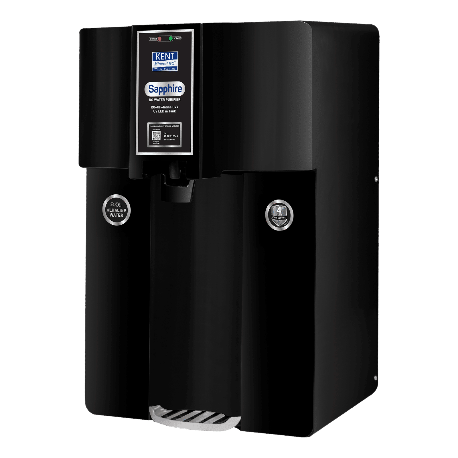 KENT Sapphire 8L RO + UV + UF + TDS Control + Alkaline Water Purifier with UV LED (Black)_4