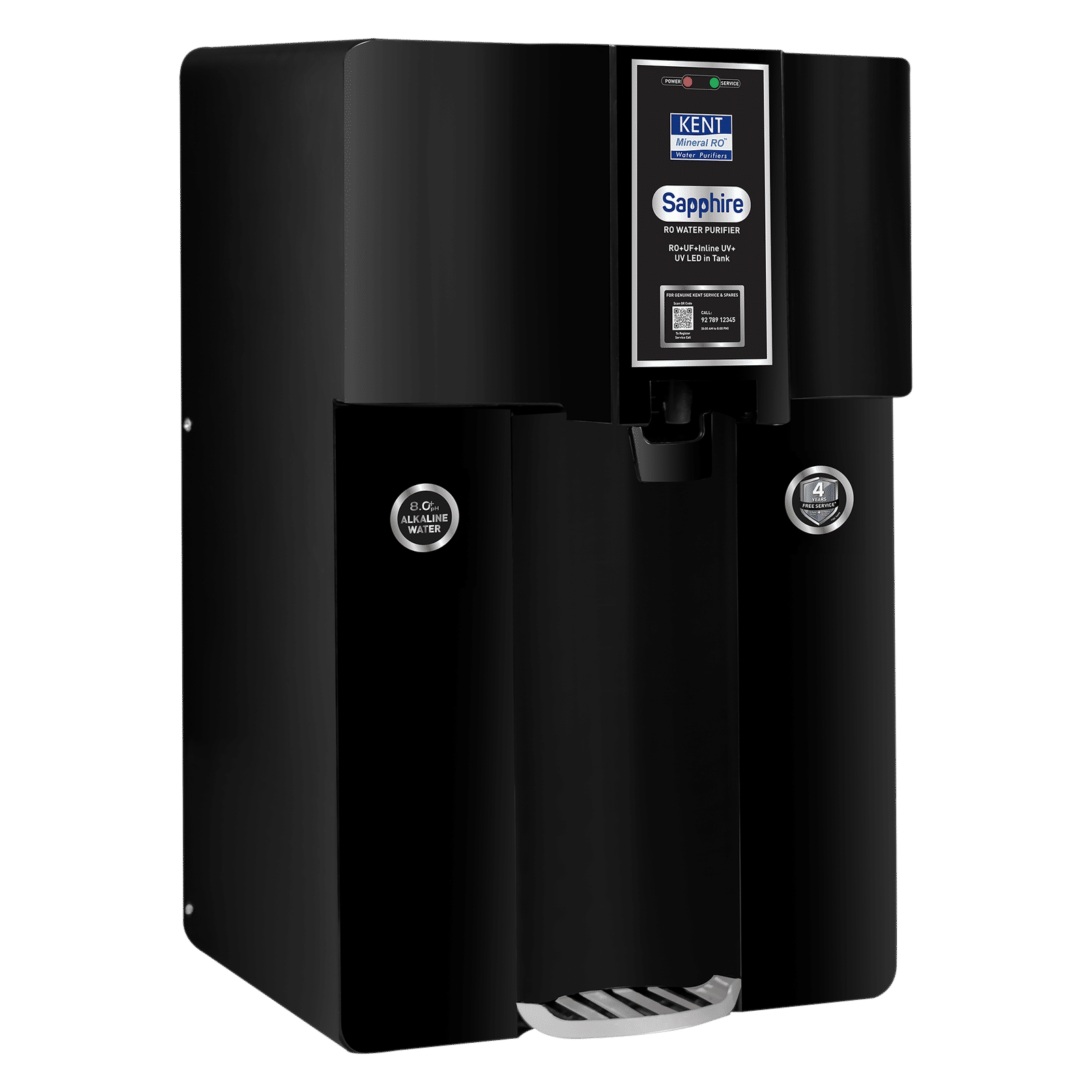 KENT Sapphire 8L RO + UV + UF + TDS Control + Alkaline Water Purifier with UV LED (Black)_5