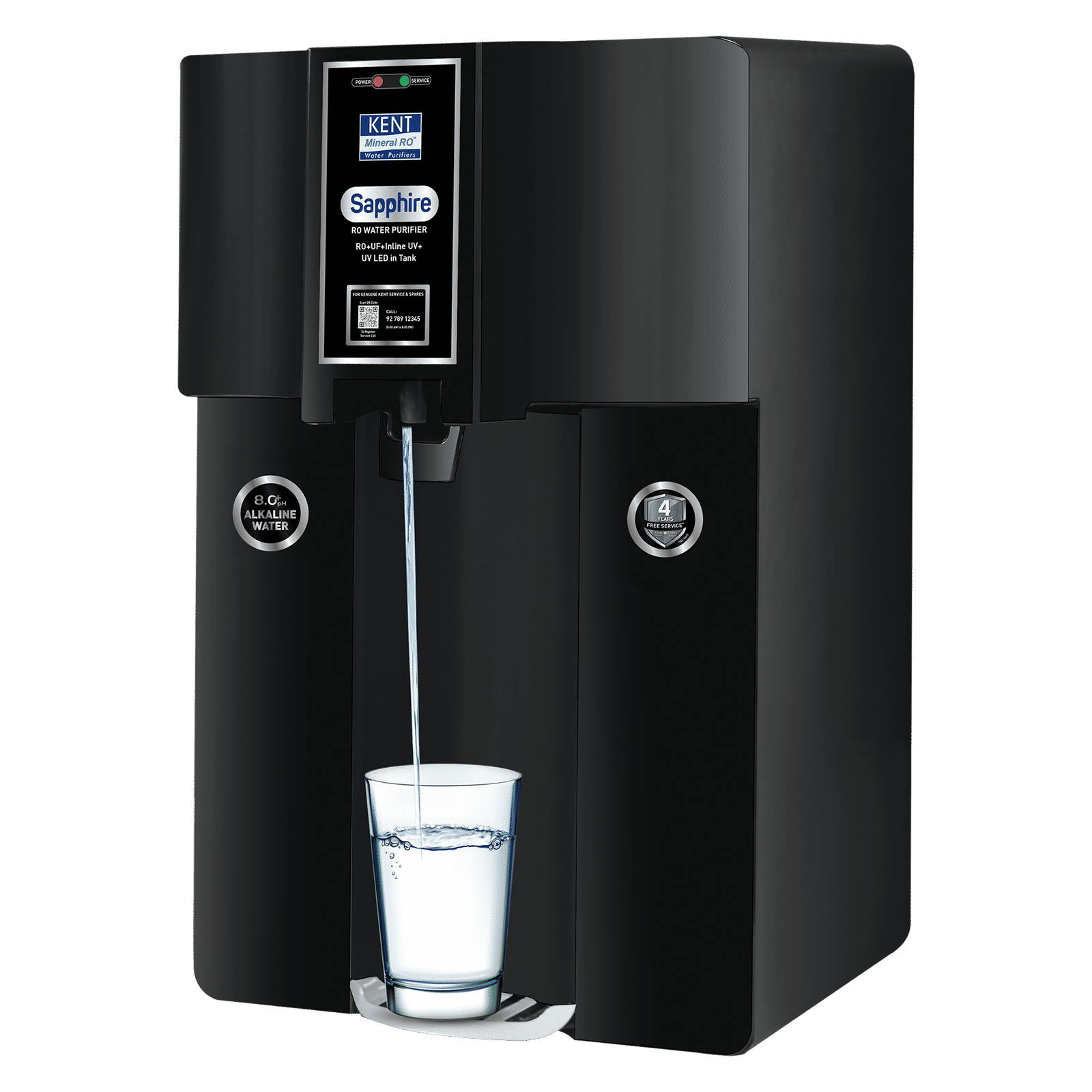 KENT Sapphire 8L RO + UV + UF + TDS Control + Alkaline Water Purifier with UV LED (Black)_6