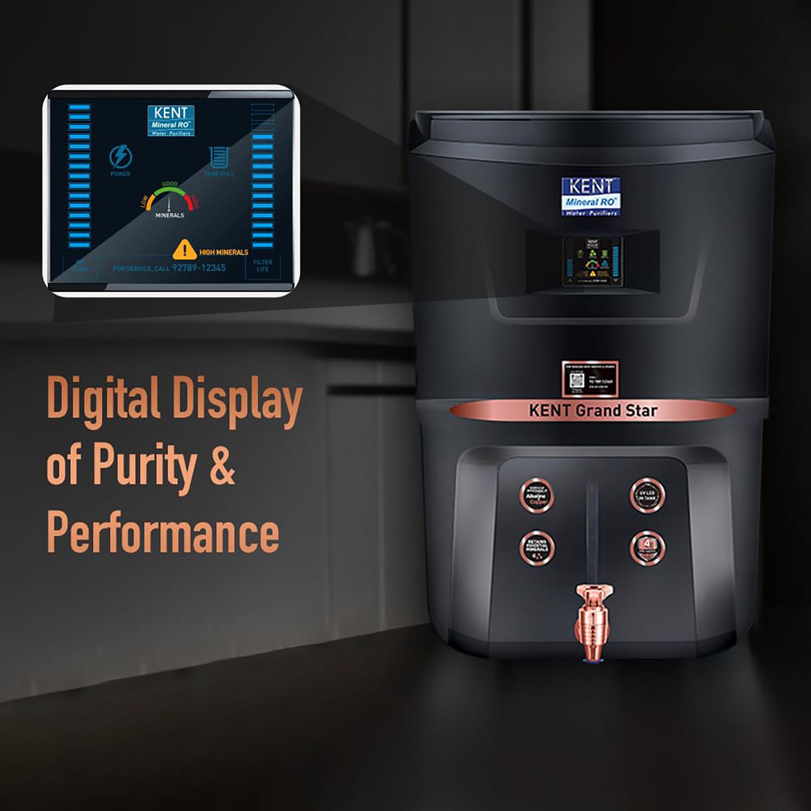 KENT Grand Star 9L RO + UV + UF + TDS + Alkaline Water Purifier with Digital Display (Black) KENT Grand Star 9L RO + UV + UF + TDS + Alkaline Water Purifier with Digital Display (Black)_8
