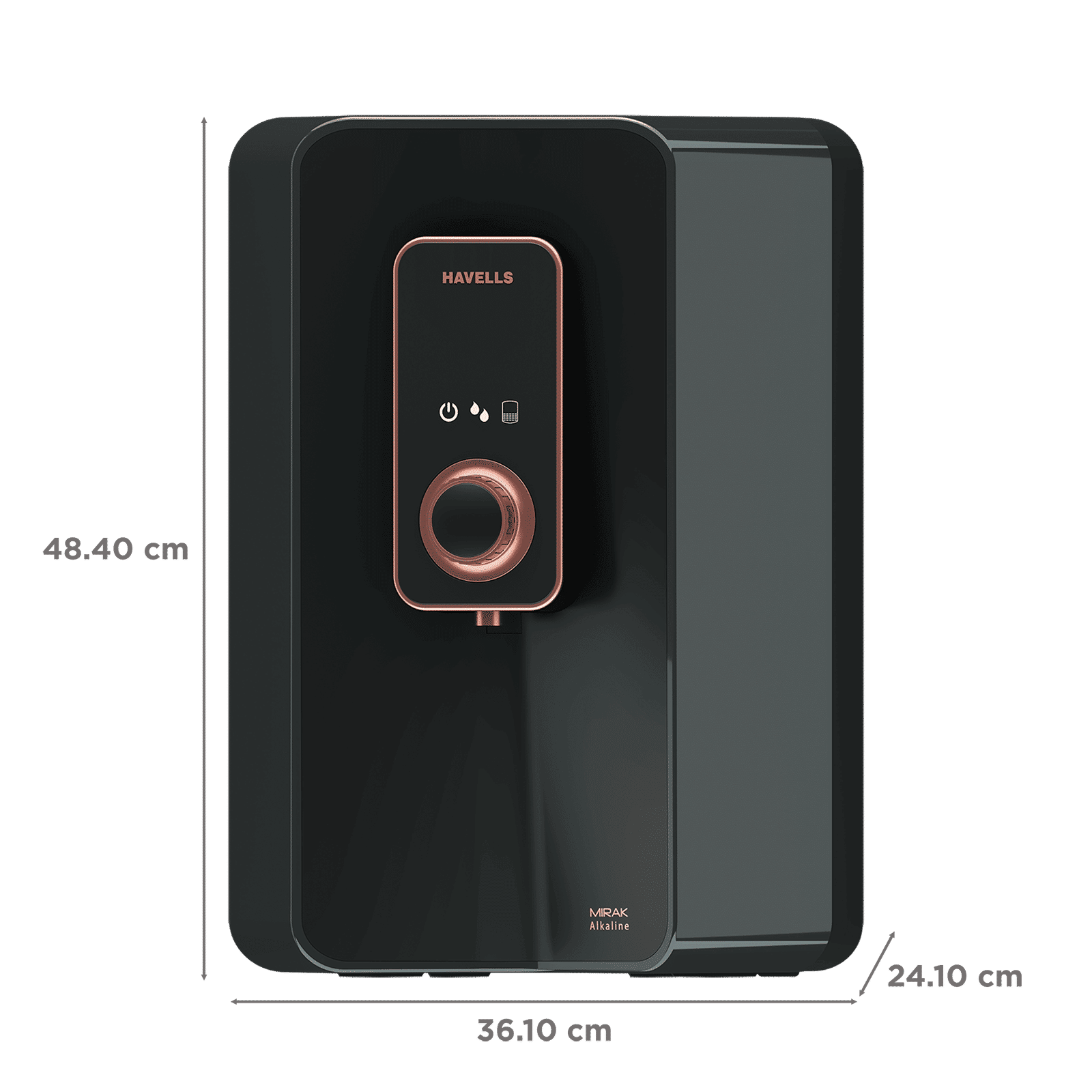 HAVELLS Mirak 6L RO + UV + Alkaline Water Purifier with Smart Alerts (Black) HAVELLS Mirak 6L RO + UV + Alkaline Water Purifier with Smart Alerts (Black)_2