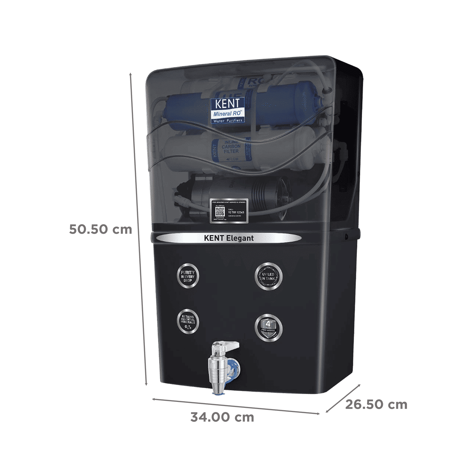 KENT Elegant 8L RO + UV + UF + TDS Water Purifier with Mineral RO Technology (Black)_2
