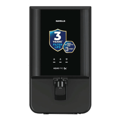 Havells Aquas Pro 3X 7L RO + UV Water Purifier with Bacteriostatic Taste Enhancer (Black)
