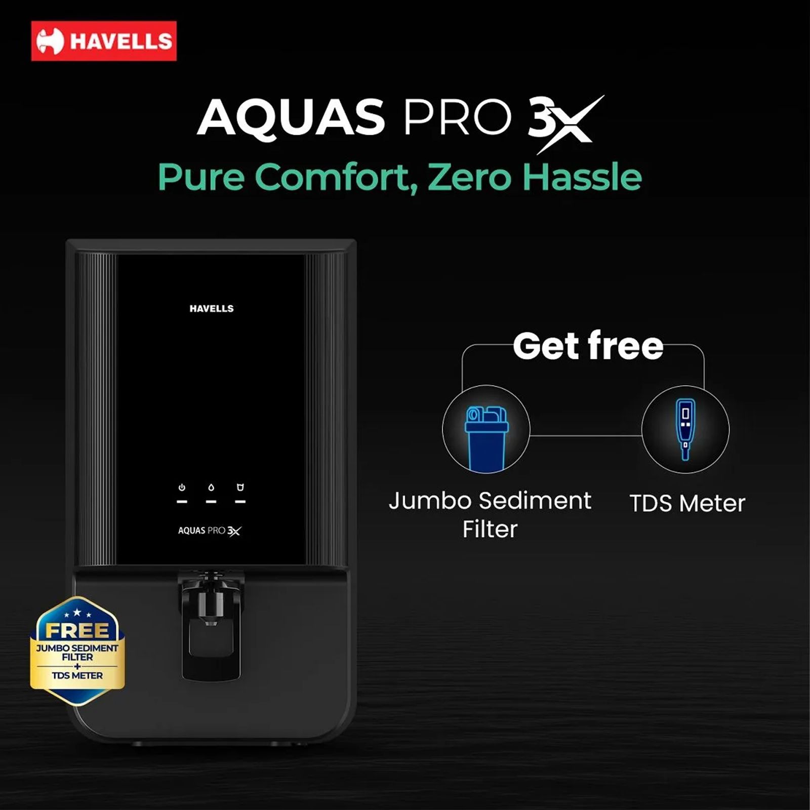 Havells Aquas Pro 3X 7L RO + UV Water Purifier with Bacteriostatic Taste Enhancer (Black) Havells Aquas Pro 3X 7L RO + UV Water Purifier with Bacteriostatic Taste Enhancer (Black)_8