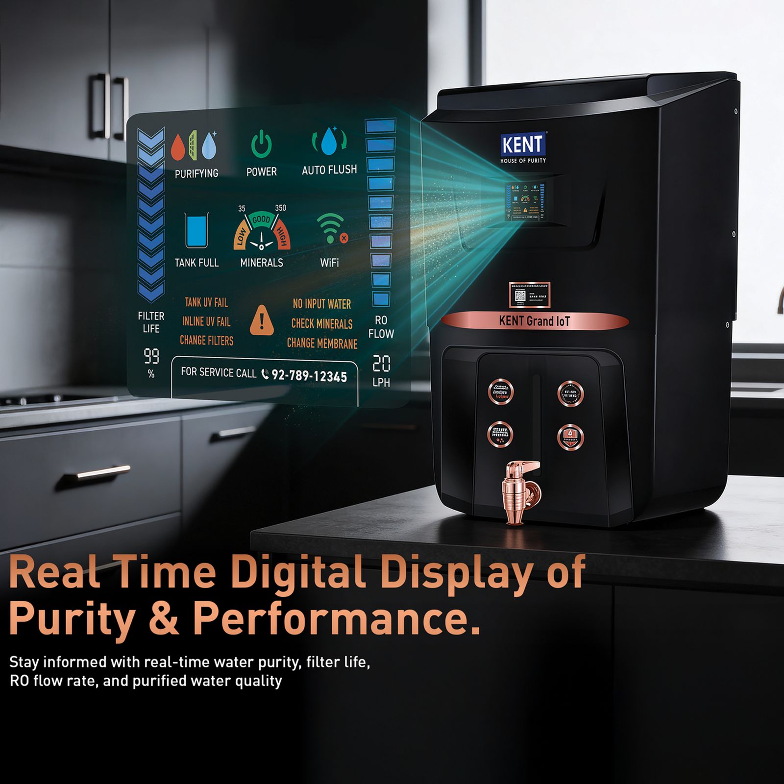 Kent Grand 8L RO + UV + UF + Alkaline + Copper + TDS Control Water Purifier with IoT Technology (Black) Kent Grand 8L RO + UV + UF + Alkaline + Copper + TDS Control Water Purifier with IoT Technology (Black)_4