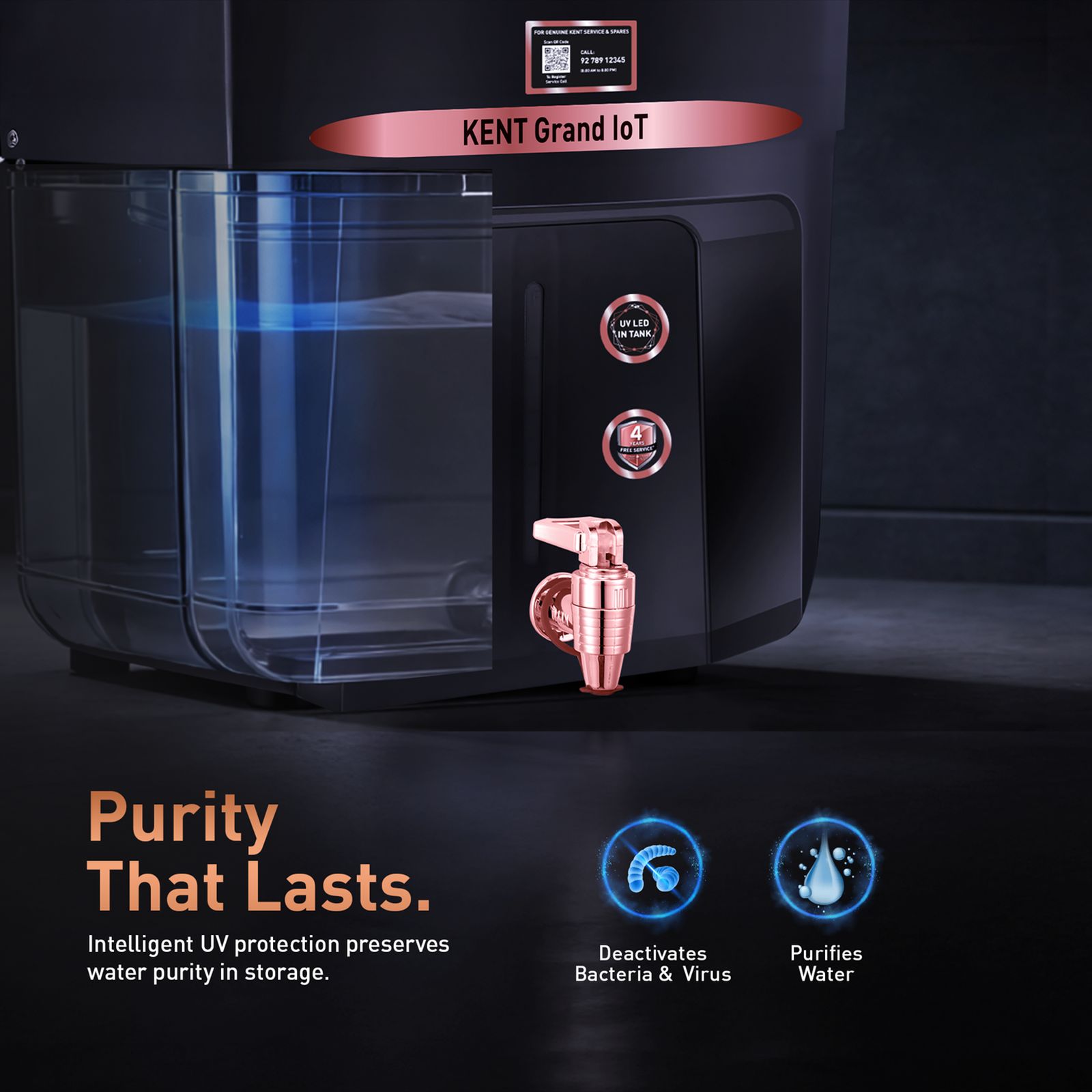 Kent Grand 8L RO + UV + UF + Alkaline + Copper + TDS Control Water Purifier with IoT Technology (Black) Kent Grand 8L RO + UV + UF + Alkaline + Copper + TDS Control Water Purifier with IoT Technology (Black)_5