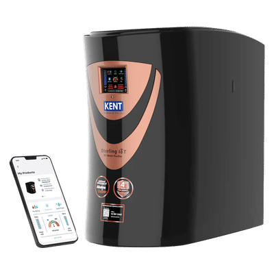 KENT Sterling 6L RO + UV + UF + Alkaline + Copper + TDS Control Water Purifier with Real Time Display of Water Quality & Filter Life (Black)