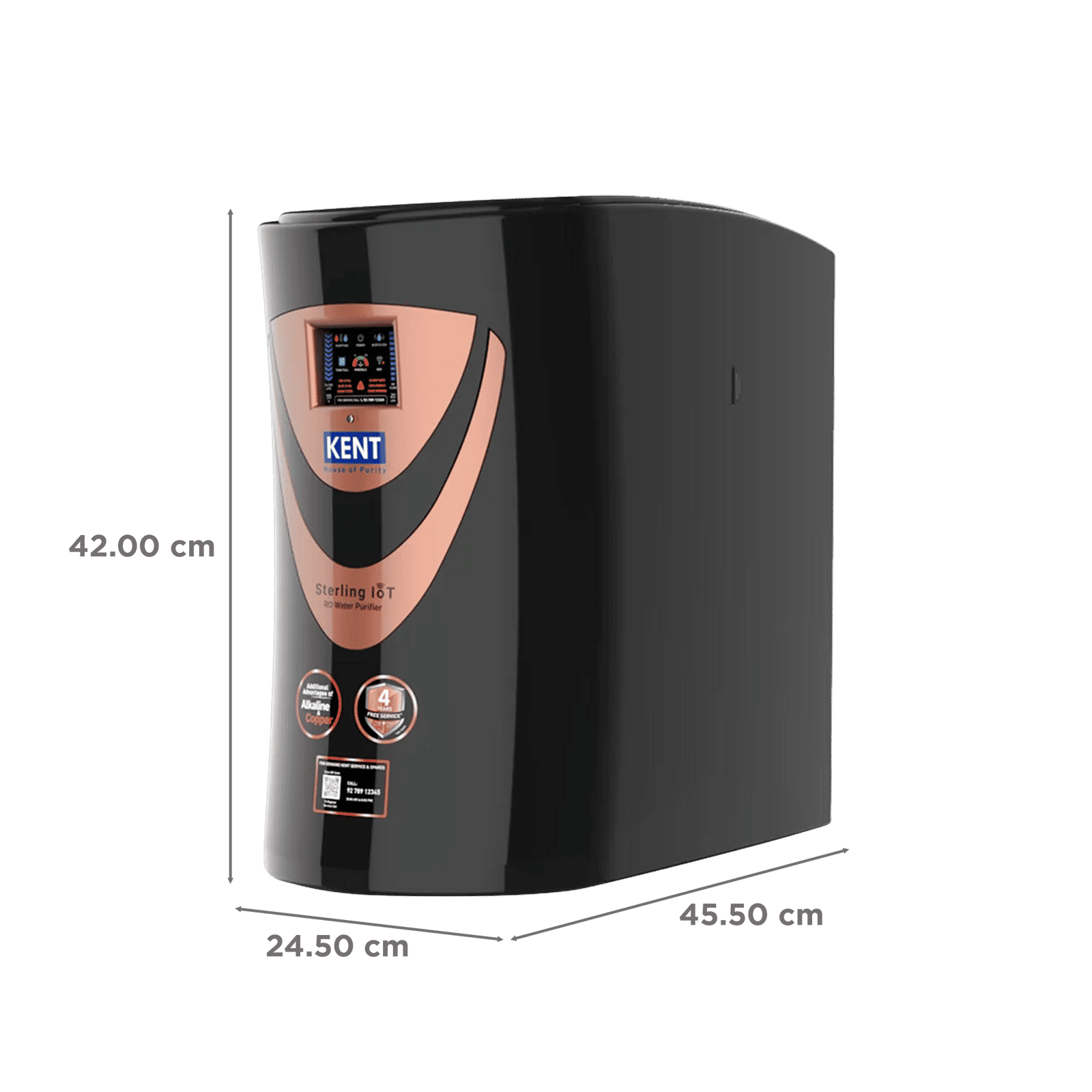 KENT Sterling 6L RO + UV + UF + Alkaline + Copper + TDS Control Water Purifier with Real Time Display of Water Quality & Filter Life (Black) KENT Sterling 6L RO + UV + UF + Alkaline + Copper + TDS Control Water Purifier with Real Time Display of Water Quality & Filter Life (Black)_2
