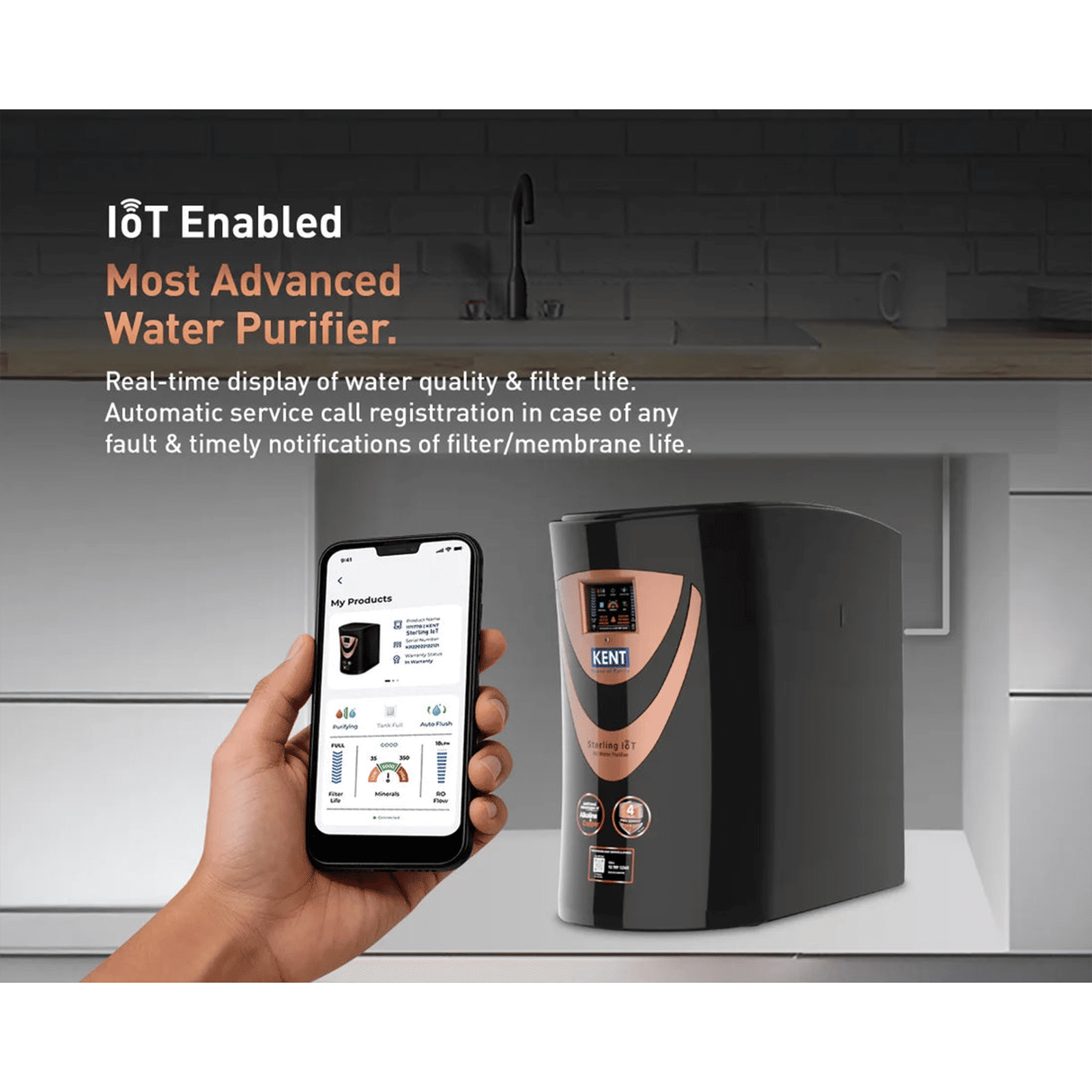 KENT Sterling 6L RO + UV + UF + Alkaline + Copper + TDS Control Water Purifier with Real Time Display of Water Quality & Filter Life (Black) KENT Sterling 6L RO + UV + UF + Alkaline + Copper + TDS Control Water Purifier with Real Time Display of Water Quality & Filter Life (Black)_6