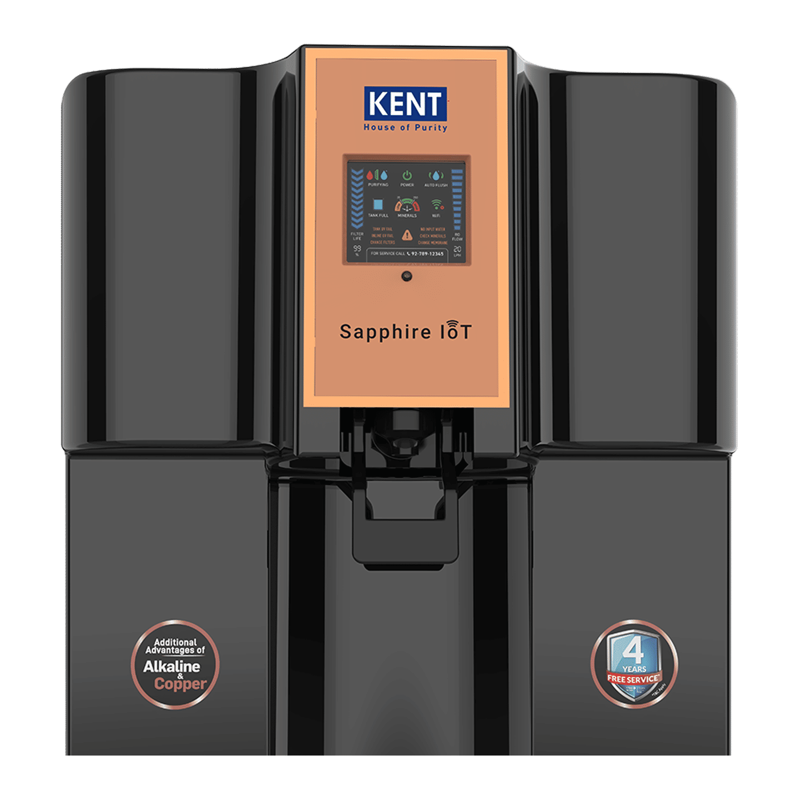 Kent Sapphire 8L RO + UV + UF + Alkaline + Copper + TDS Control Water Purifier with IoT Technology (Black) Kent Sapphire 8L RO + UV + UF + Alkaline + Copper + TDS Control Water Purifier with IoT Technology (Black)_5