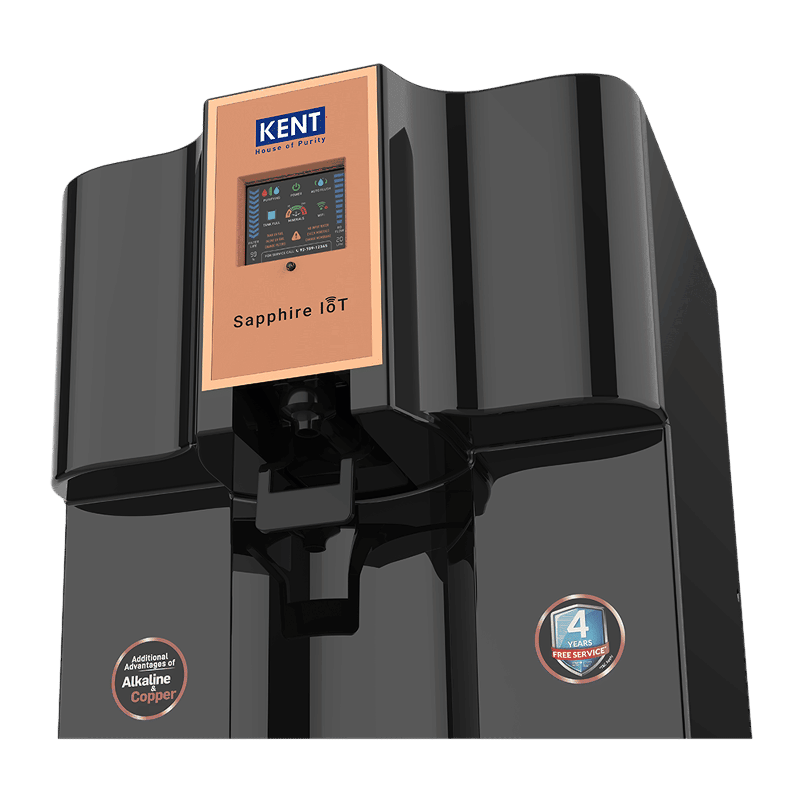 Kent Sapphire 8L RO + UV + UF + Alkaline + Copper + TDS Control Water Purifier with IoT Technology (Black) Kent Sapphire 8L RO + UV + UF + Alkaline + Copper + TDS Control Water Purifier with IoT Technology (Black)_6