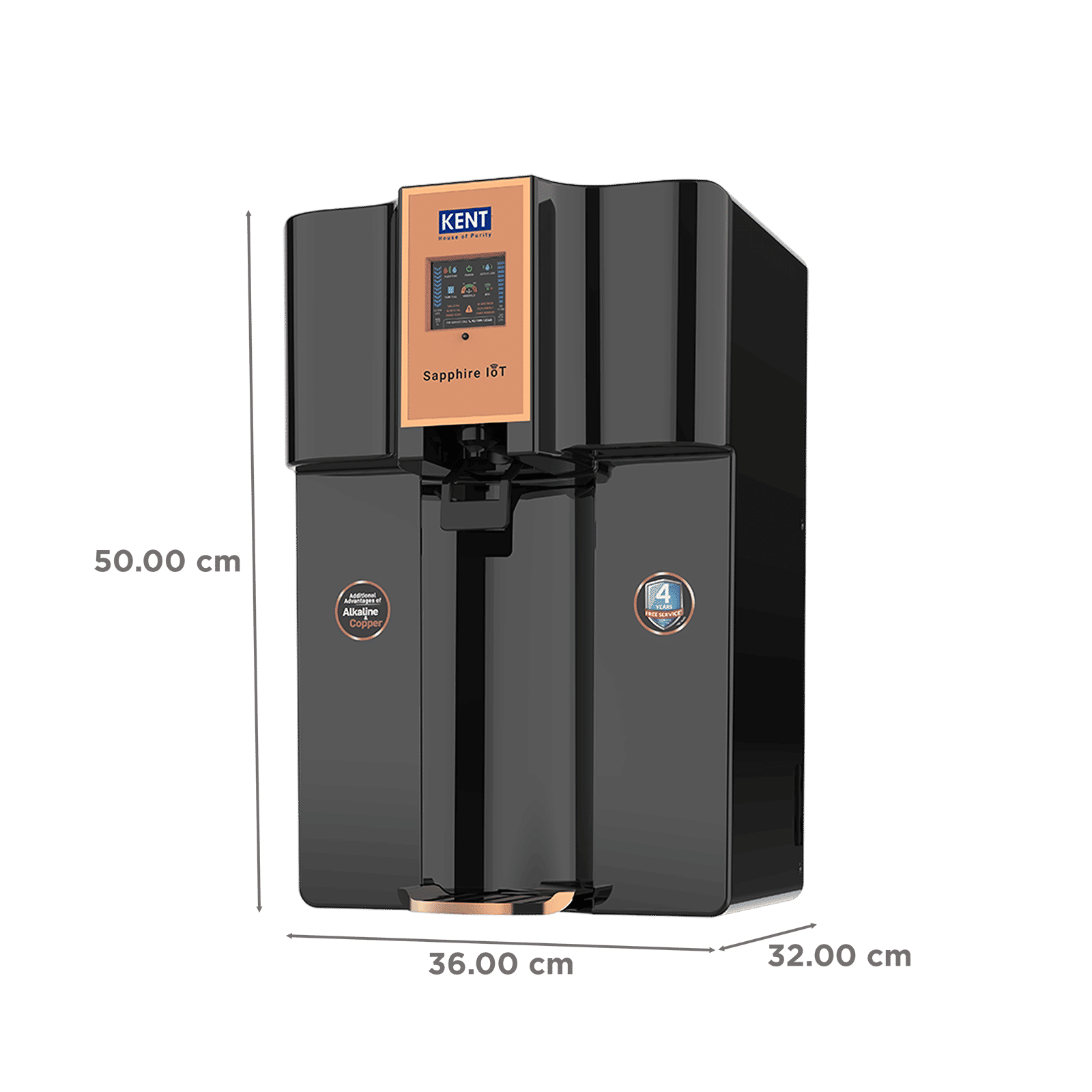 Kent Sapphire 8L RO + UV + UF + Alkaline + Copper + TDS Control Water Purifier with IoT Technology (Black) Kent Sapphire 8L RO + UV + UF + Alkaline + Copper + TDS Control Water Purifier with IoT Technology (Black)_2